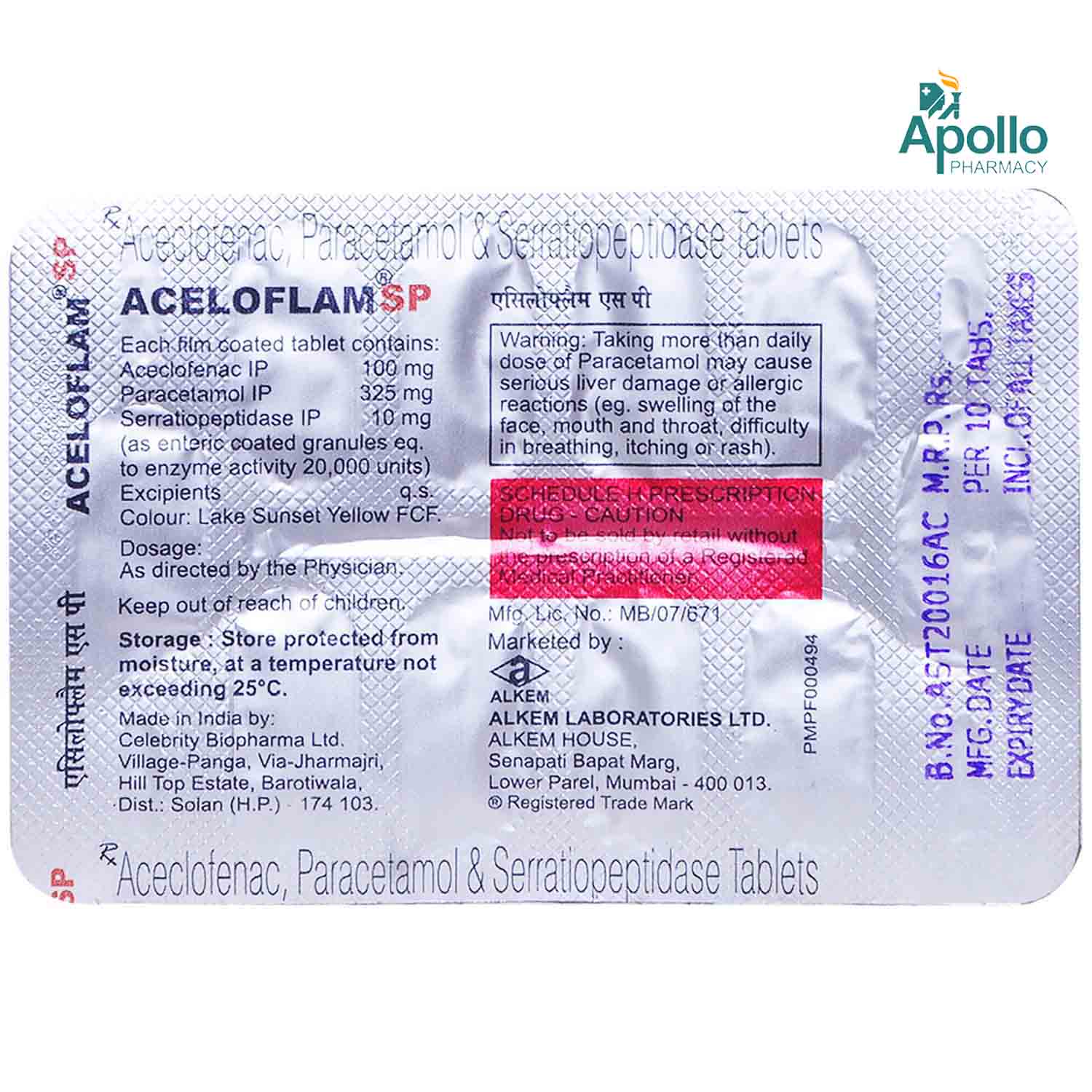 Acecloflam SP Tablet 10's, Pack of 10 TABLETS Acecloflam SP Tablet 10's, Pack of 10 TABLETS
