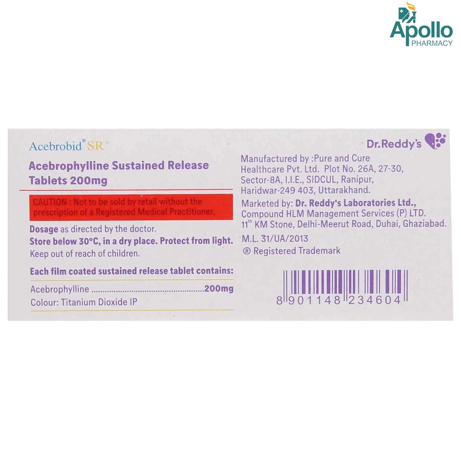 Acebrobid SR 200 Capsule 10's, Pack of 10 CAPSULES Acebrobid SR 200 Capsule 10's, Pack of 10 CAPSULES