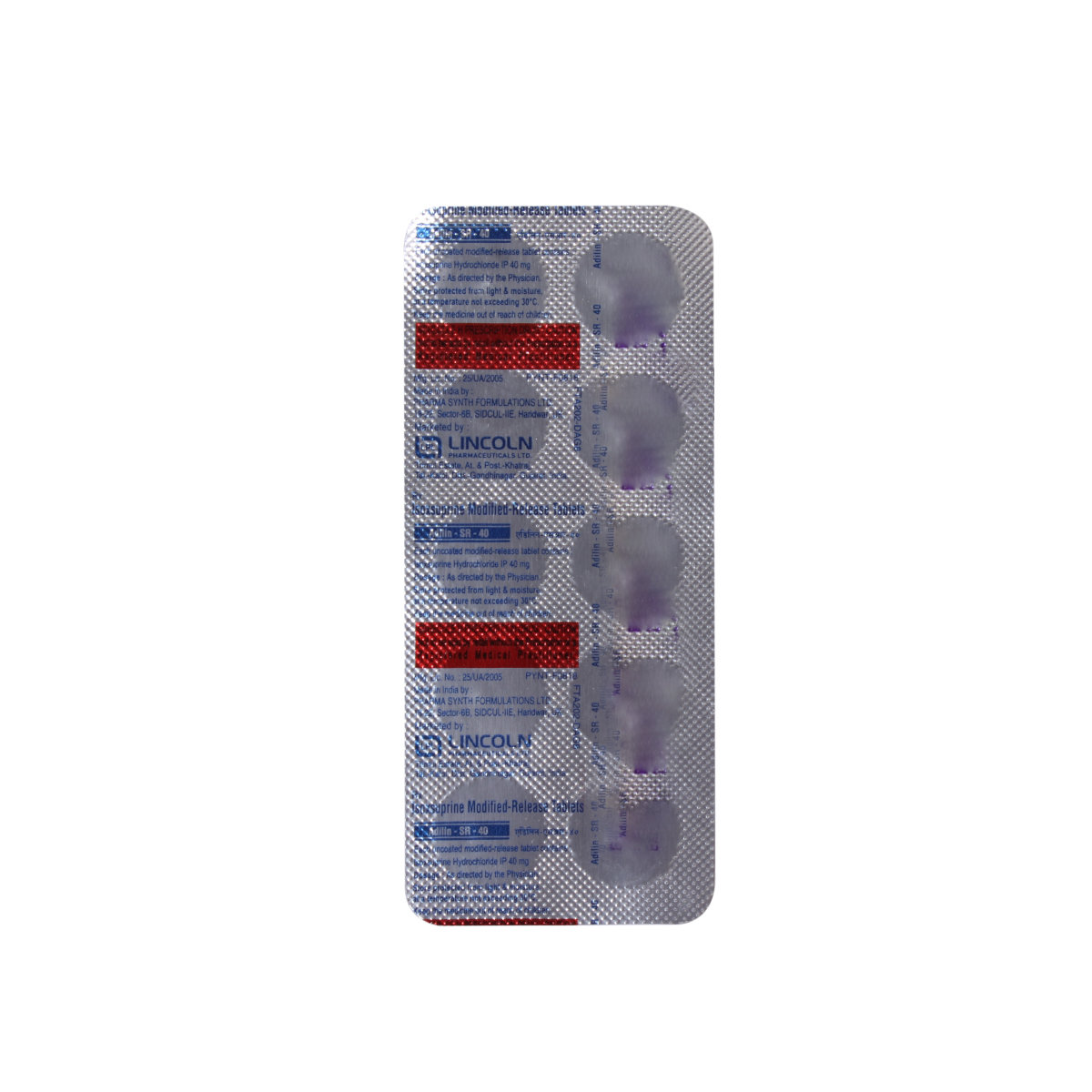 Adilin-SR- 40 Tablet 10's, Pack of 10 TabletS Adilin-SR- 40 Tablet 10's, Pack of 10 TabletS