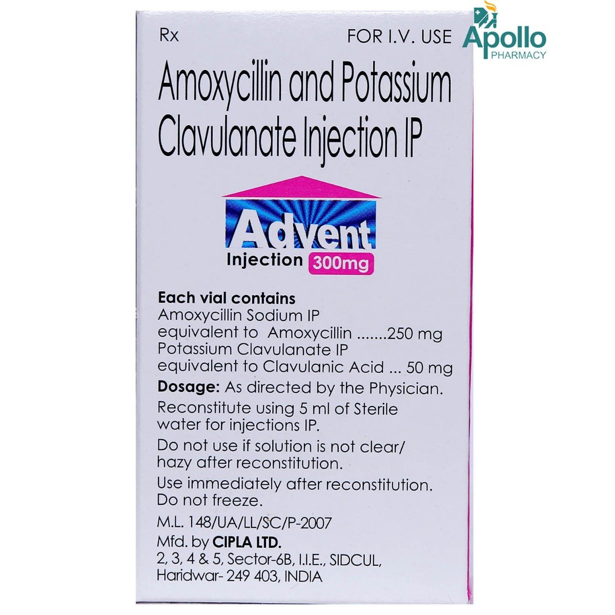 Advent 300 mg Injection 1's, Pack of 1 Injection Advent 300 mg Injection 1's, Pack of 1 Injection
