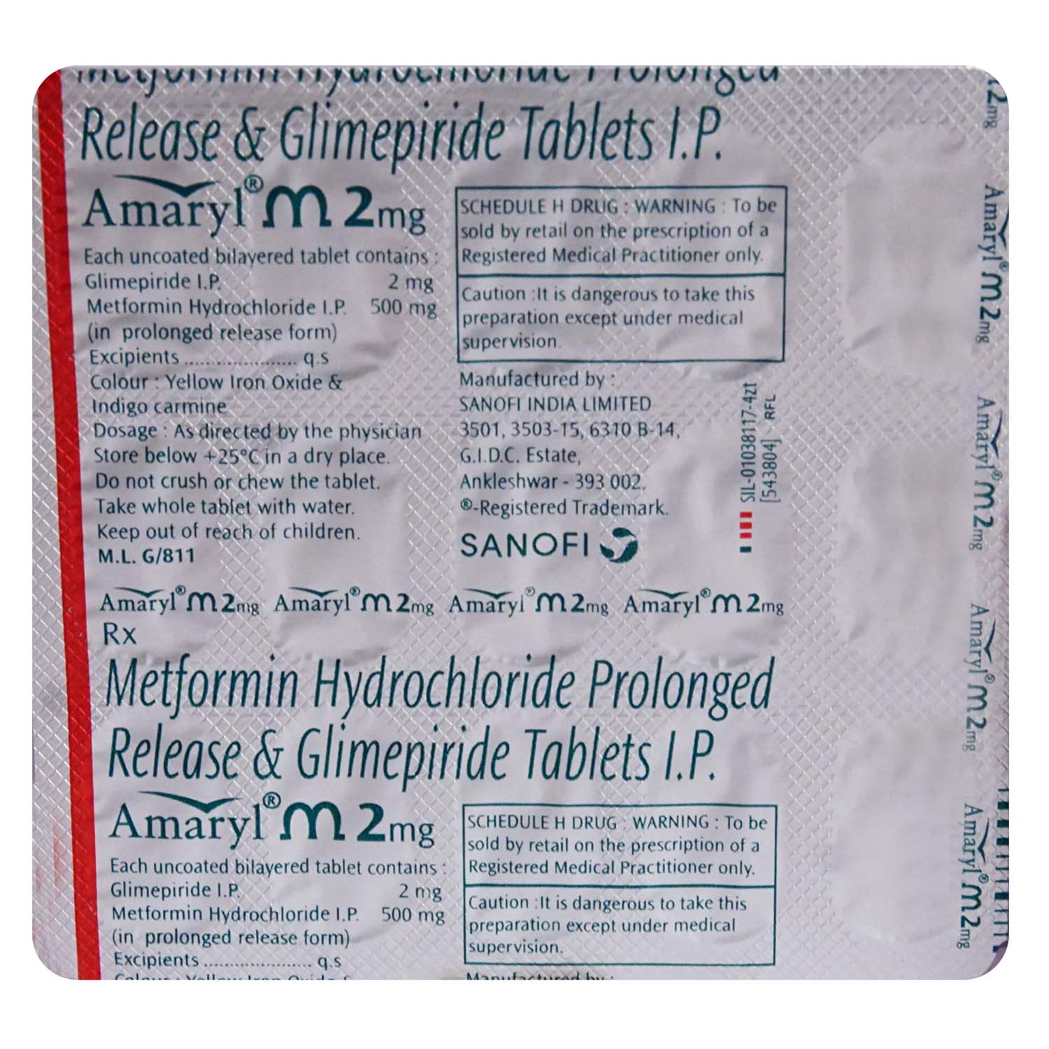 Amaryl M 2 mg Tablet 15's, Pack of 15 TABLETS Amaryl M 2 mg Tablet 15's, Pack of 15 TABLETS