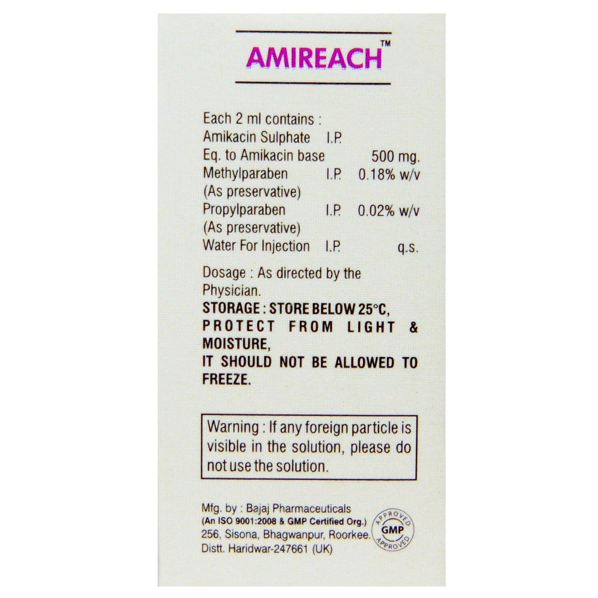 Amireach 500Mg/2Ml Inj, Pack of 1 Injection Amireach 500Mg/2Ml Inj, Pack of 1 Injection