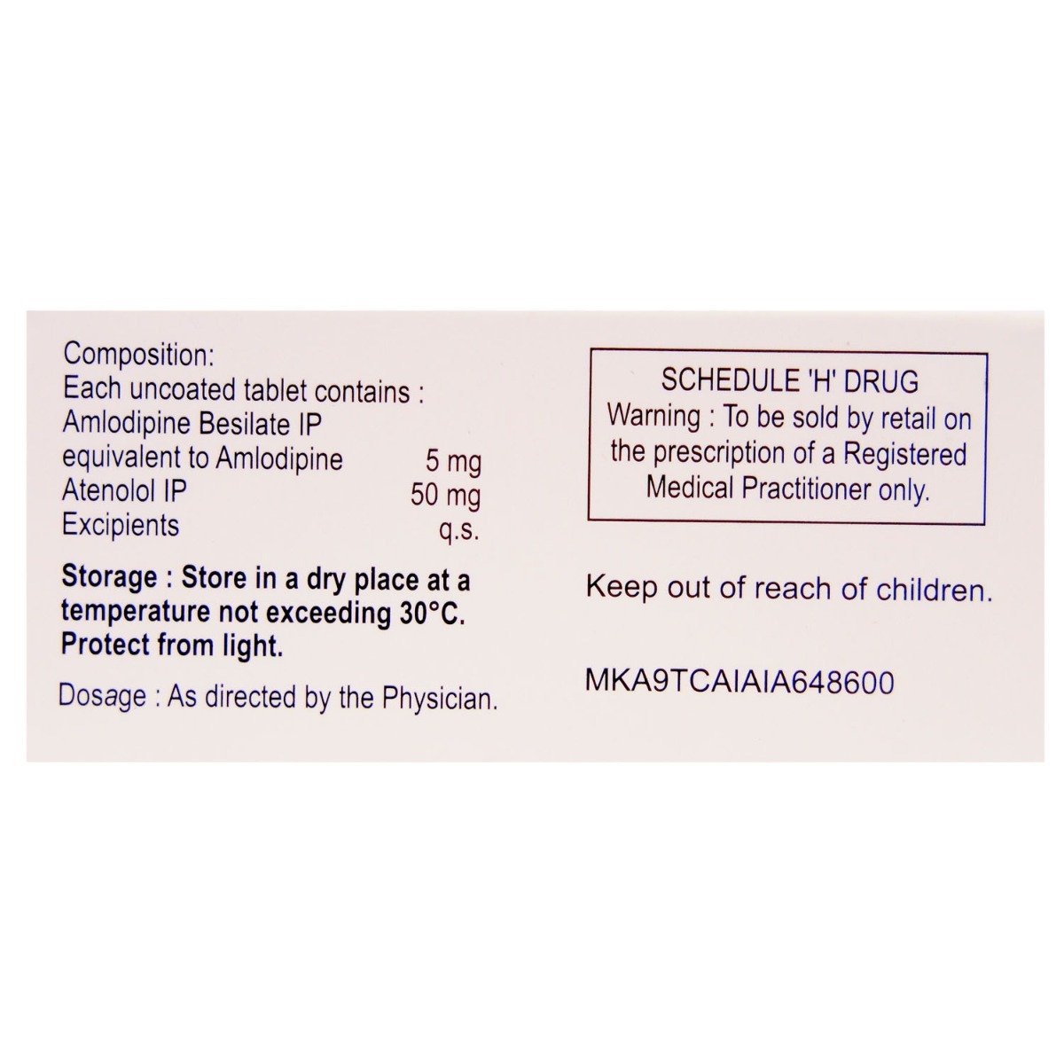 Amlodac AT 5 mg/50 mg Tablet 10's, Pack of 10 TABLETS Amlodac AT 5 mg/50 mg Tablet 10's, Pack of 10 TABLETS