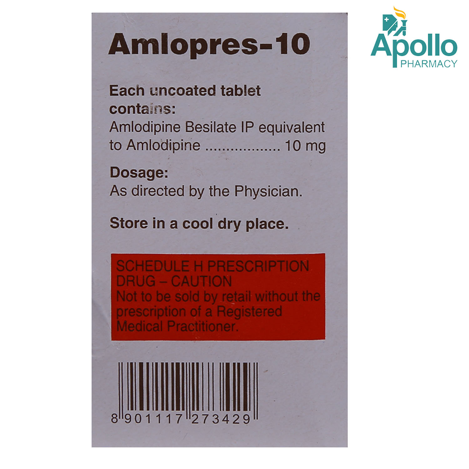 Amlopres-10 Tablet 10's, Pack of 10 TABLETS Amlopres-10 Tablet 10's, Pack of 10 TABLETS
