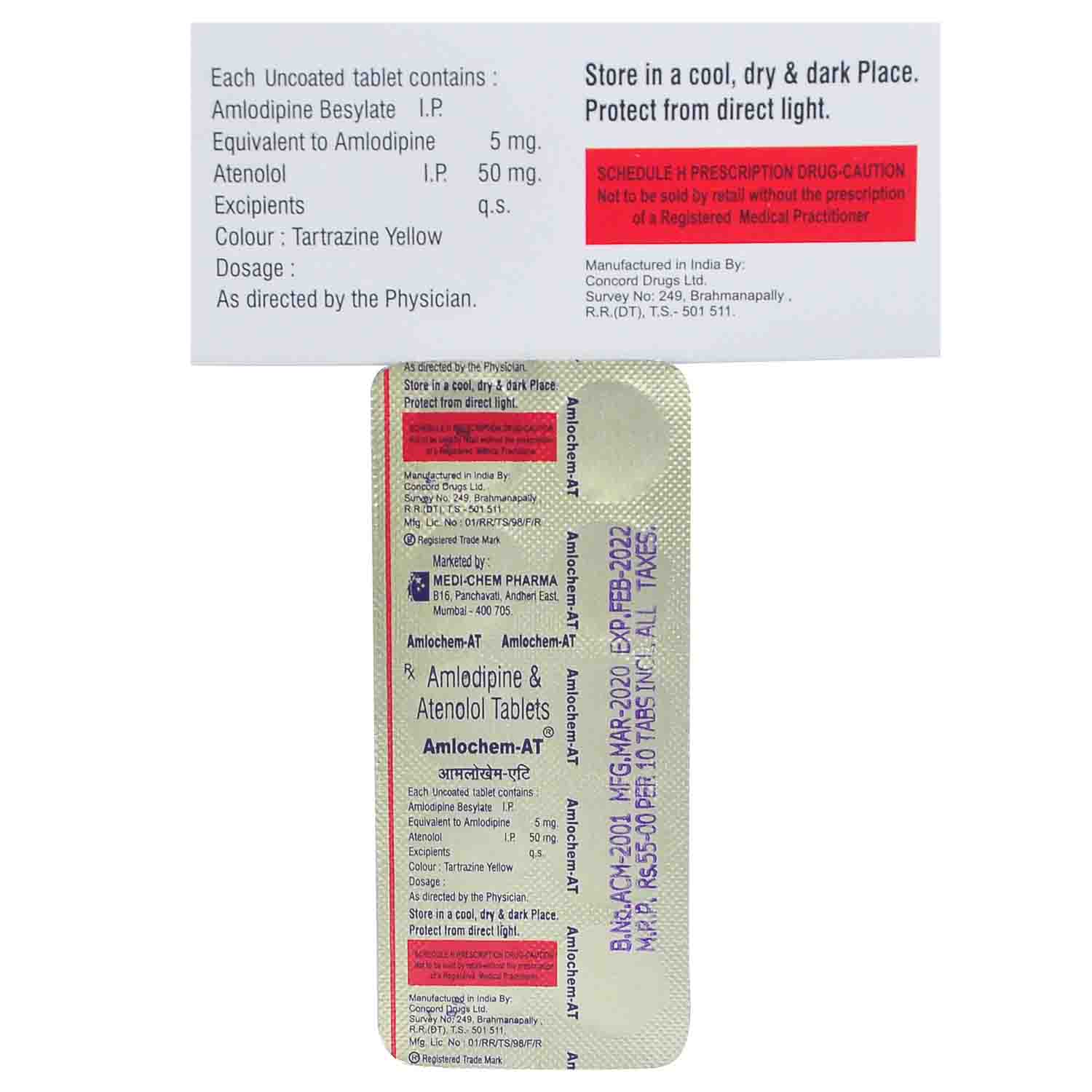 Amlochem AT Tablet 10's, Pack of 10 TABLETS Amlochem AT Tablet 10's, Pack of 10 TABLETS