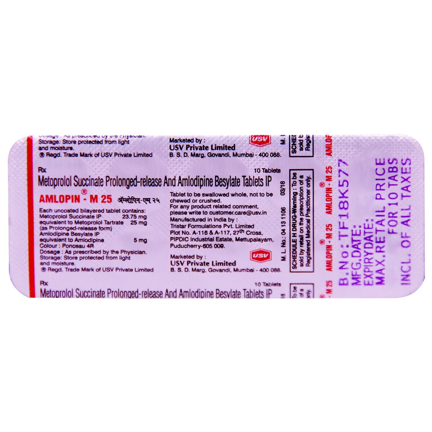 Amlopin-M 25 Tablet 10's, Pack of 10 TABLETS Amlopin-M 25 Tablet 10's, Pack of 10 TABLETS