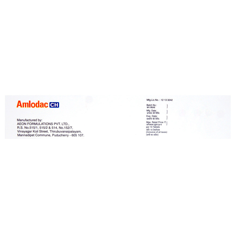Amlodac CH Tablet 10's, Pack of 10 TABLETS Amlodac CH Tablet 10's, Pack of 10 TABLETS