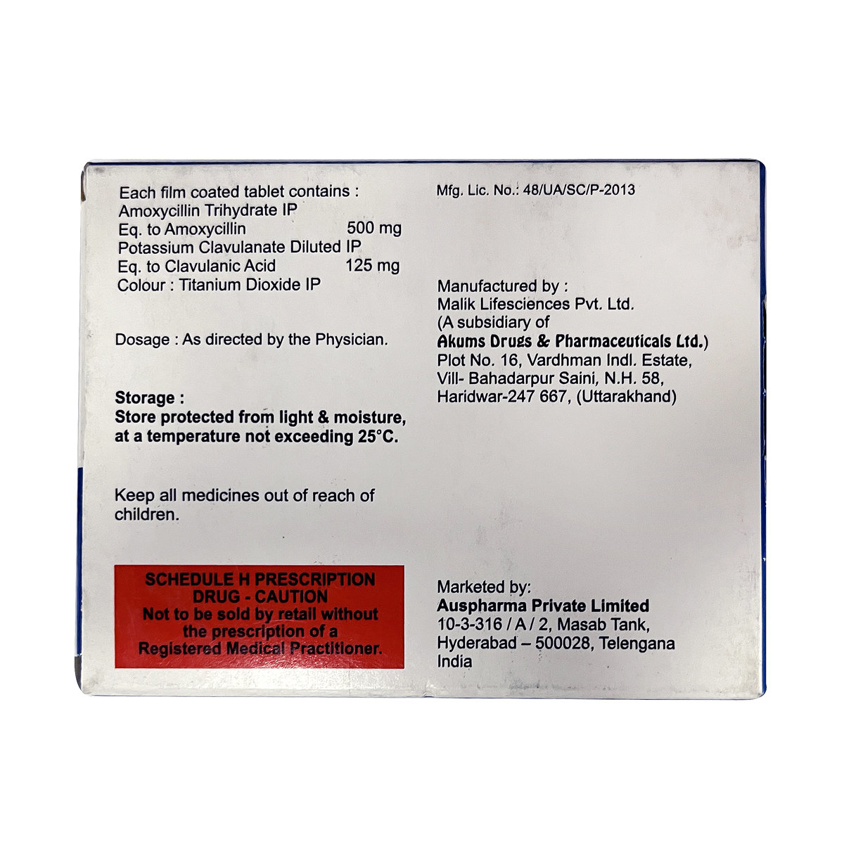 Amoxicla 625 mg Tablet 6's, Pack of 6 TABLETS Amoxicla 625 mg Tablet 6's, Pack of 6 TABLETS