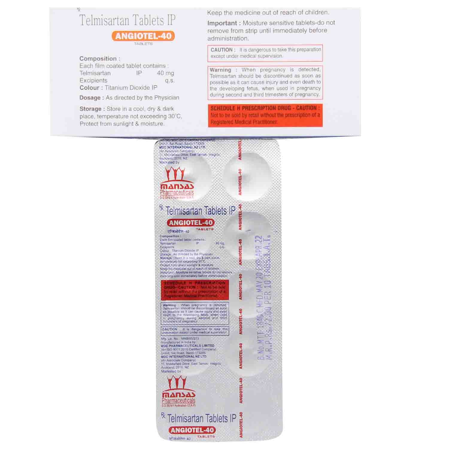 Angiotel 40 Tablet 10's, Pack of 10 TABLETS Angiotel 40 Tablet 10's, Pack of 10 TABLETS