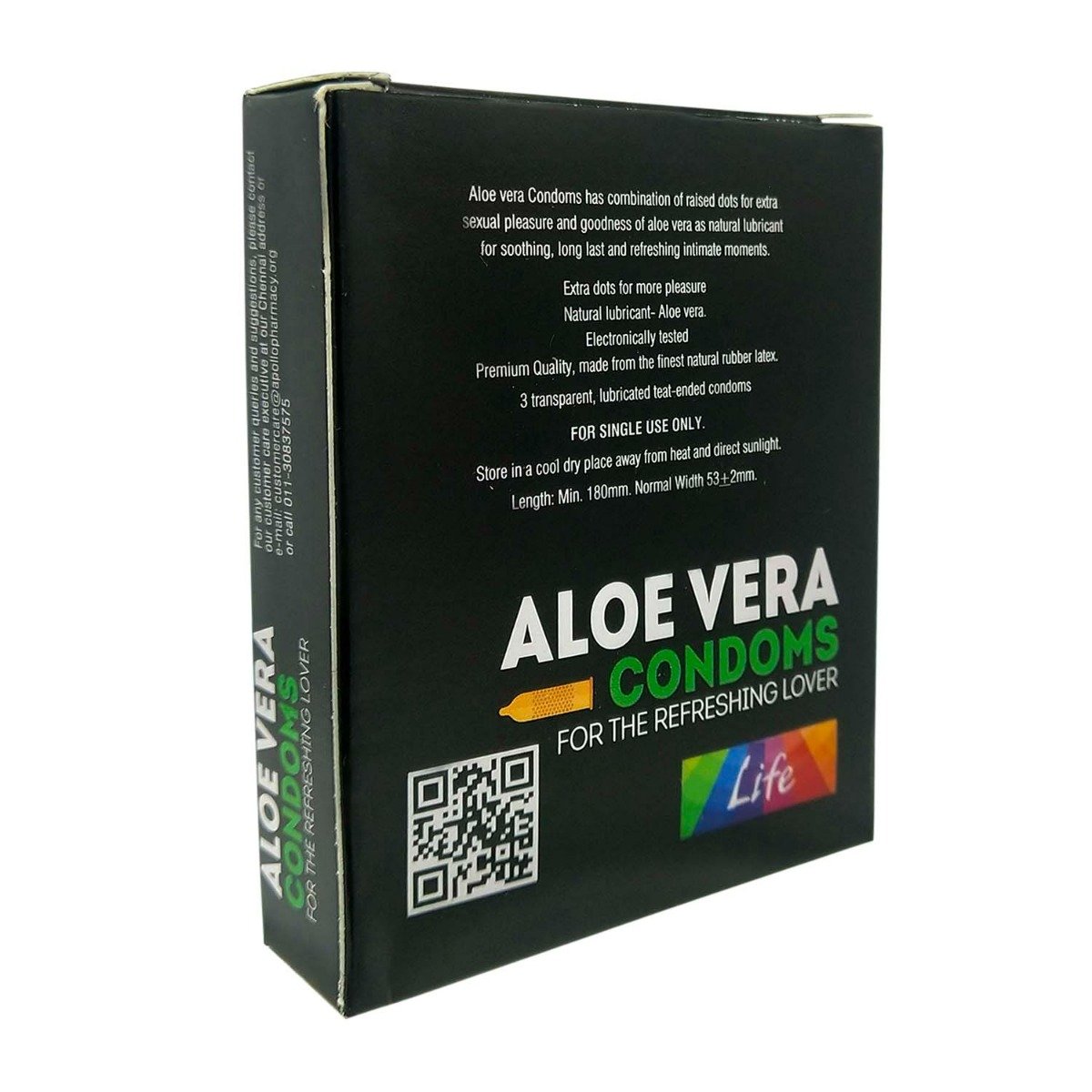 Apollo Life Aloe Vera Dotted Condoms, 3 Count, Pack of 1 Apollo Life Aloe Vera Dotted Condoms, 3 Count, Pack of 1