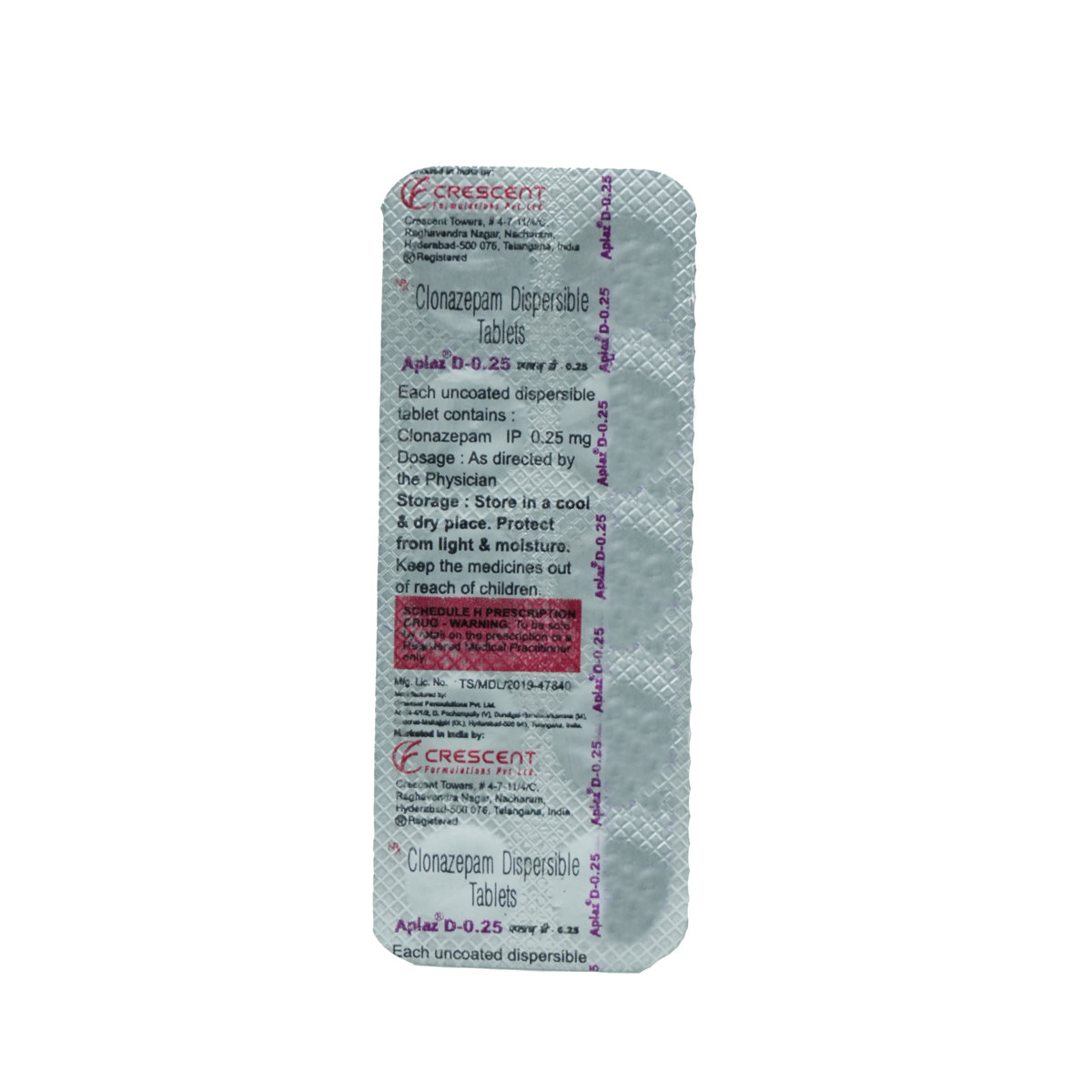 Aplaz-D 0.25 mg Tablet 10's, Pack of 10 TabletS Aplaz-D 0.25 mg Tablet 10's, Pack of 10 TabletS