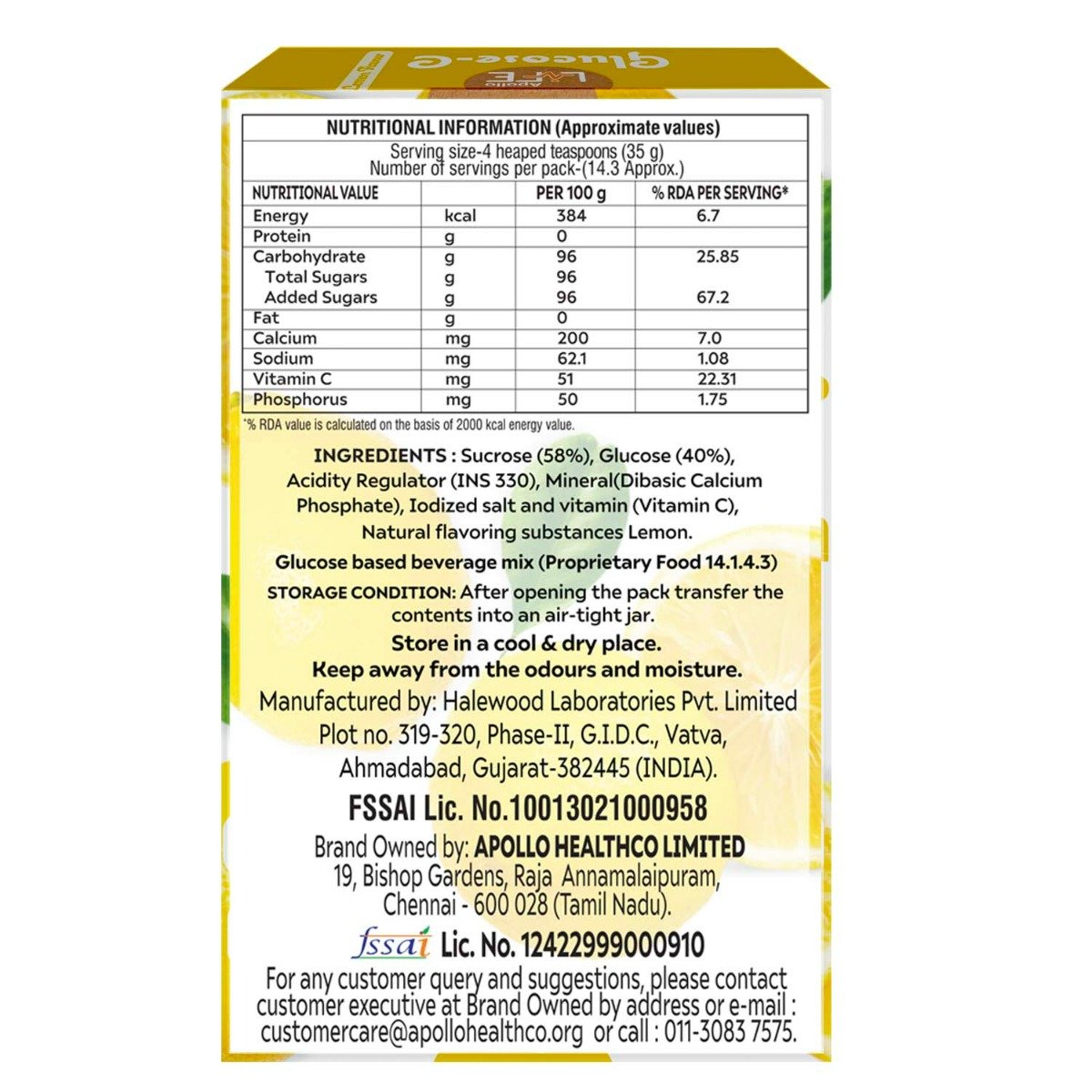 Apollo Life Glucose-C Lemon Flavour Powder, 500 gm, Pack of 1 Apollo Life Glucose-C Lemon Flavour Powder, 500 gm, Pack of 1