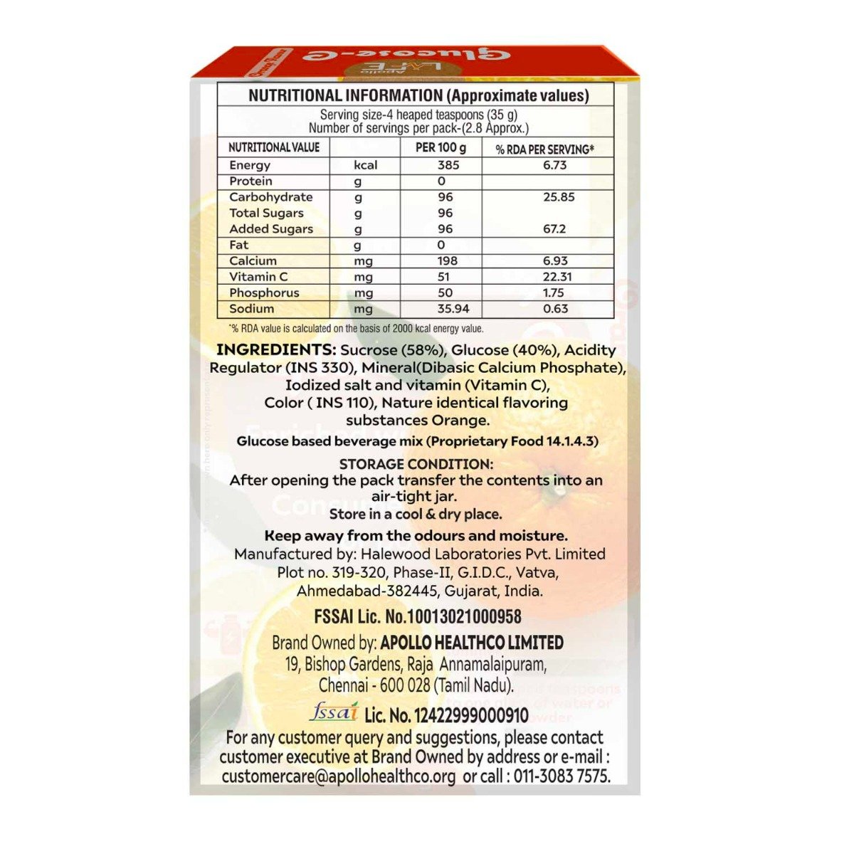 Apollo Life Glucose-C Orange Flavour Powder, 100 gm, Pack of 1 Apollo Life Glucose-C Orange Flavour Powder, 100 gm, Pack of 1