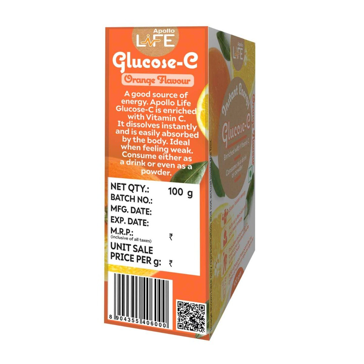 Apollo Life Glucose-C Orange Flavour Powder, 100 gm, Pack of 1 Apollo Life Glucose-C Orange Flavour Powder, 100 gm, Pack of 1