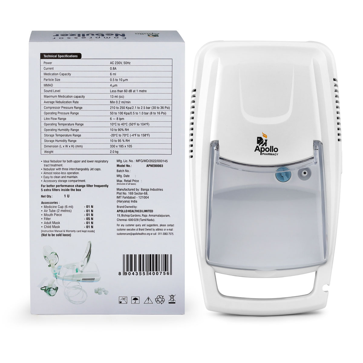 Apollo Pharmacy Compressor Nebulizer, 1 Count, Pack of 1 Apollo Pharmacy Compressor Nebulizer, 1 Count, Pack of 1