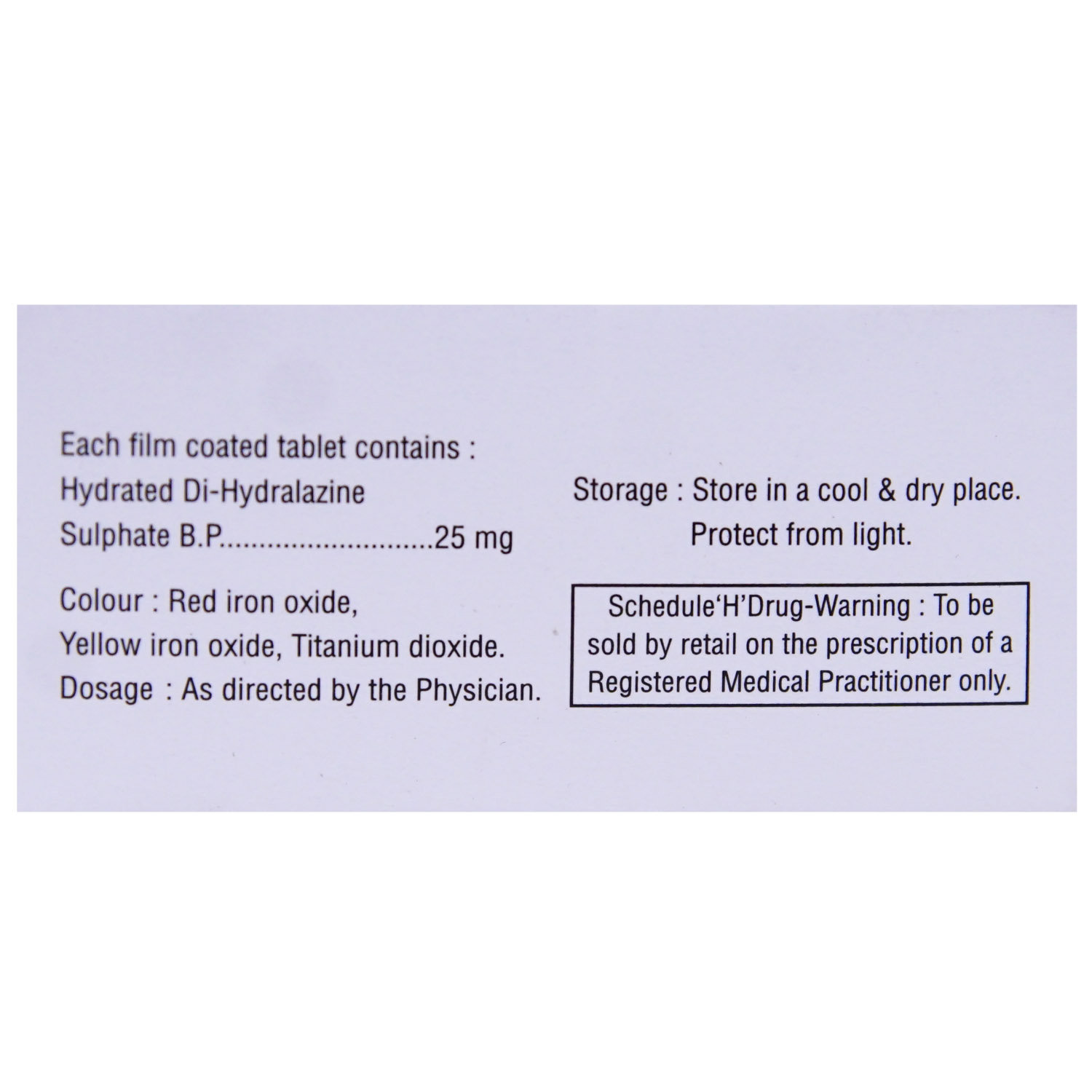 Apresol 25 Tablet 10's, Pack of 10 TABLETS Apresol 25 Tablet 10's, Pack of 10 TABLETS