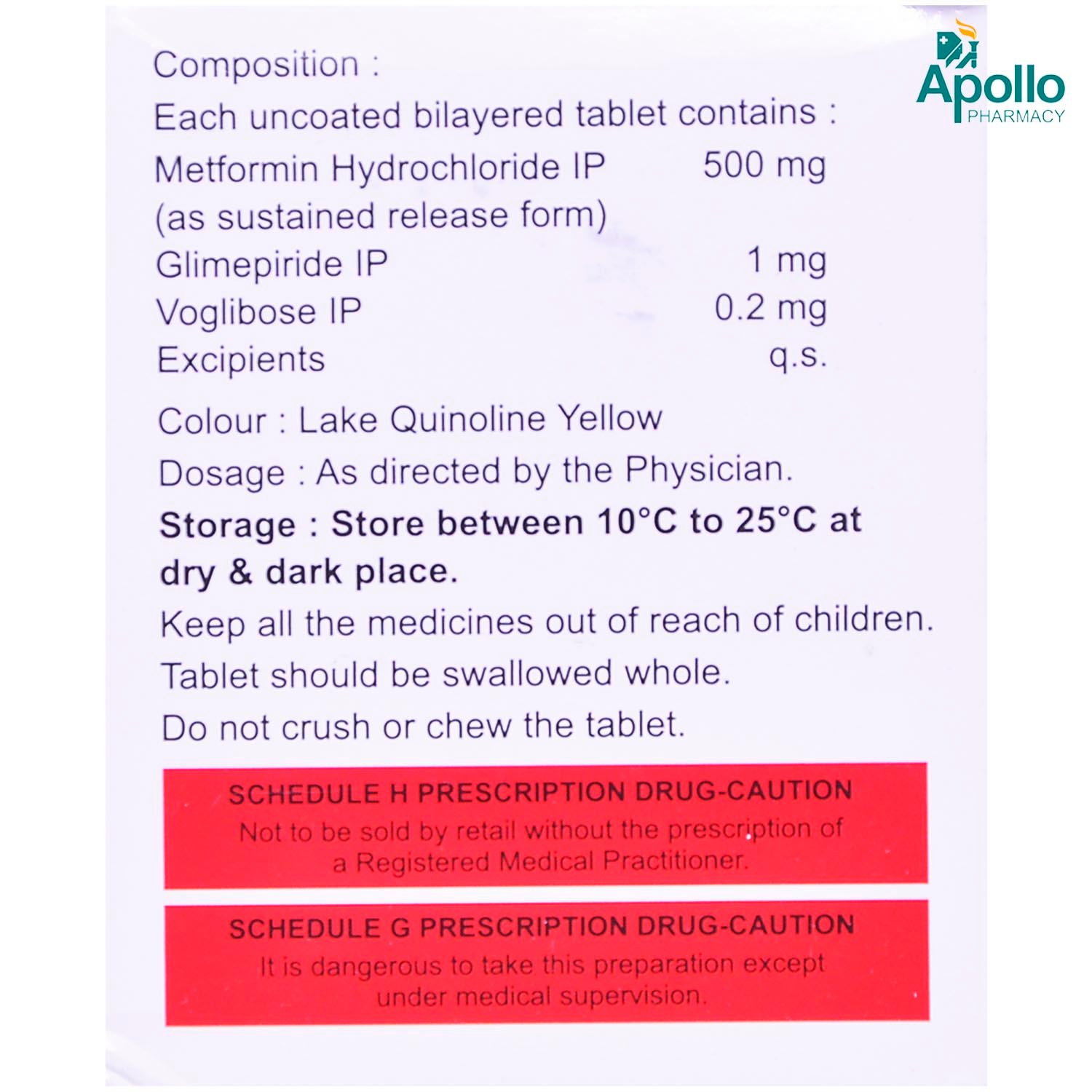 Apriglim-M 1 Tablet 15's, Pack of 15 TabletS Apriglim-M 1 Tablet 15's, Pack of 15 TabletS