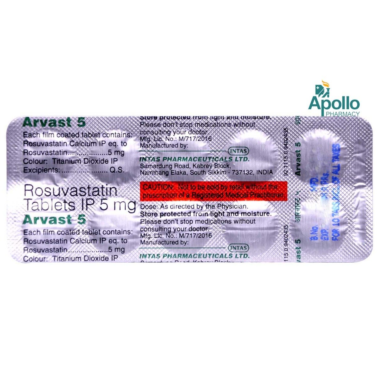 Arvast 5 Tablet 10's, Pack of 10 TABLETS Arvast 5 Tablet 10's, Pack of 10 TABLETS