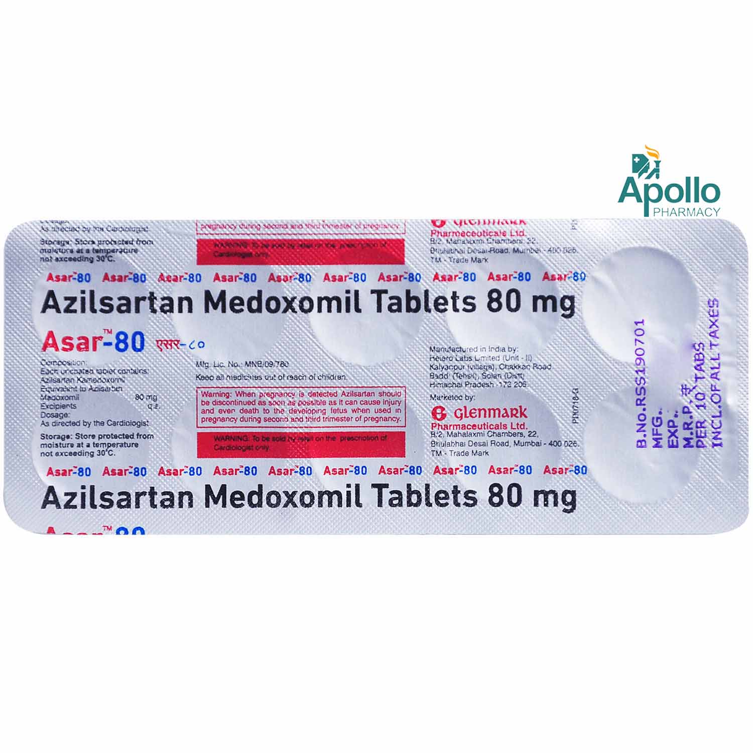 Asar-80 Tablet 10's, Pack of 10 TABLETS Asar-80 Tablet 10's, Pack of 10 TABLETS