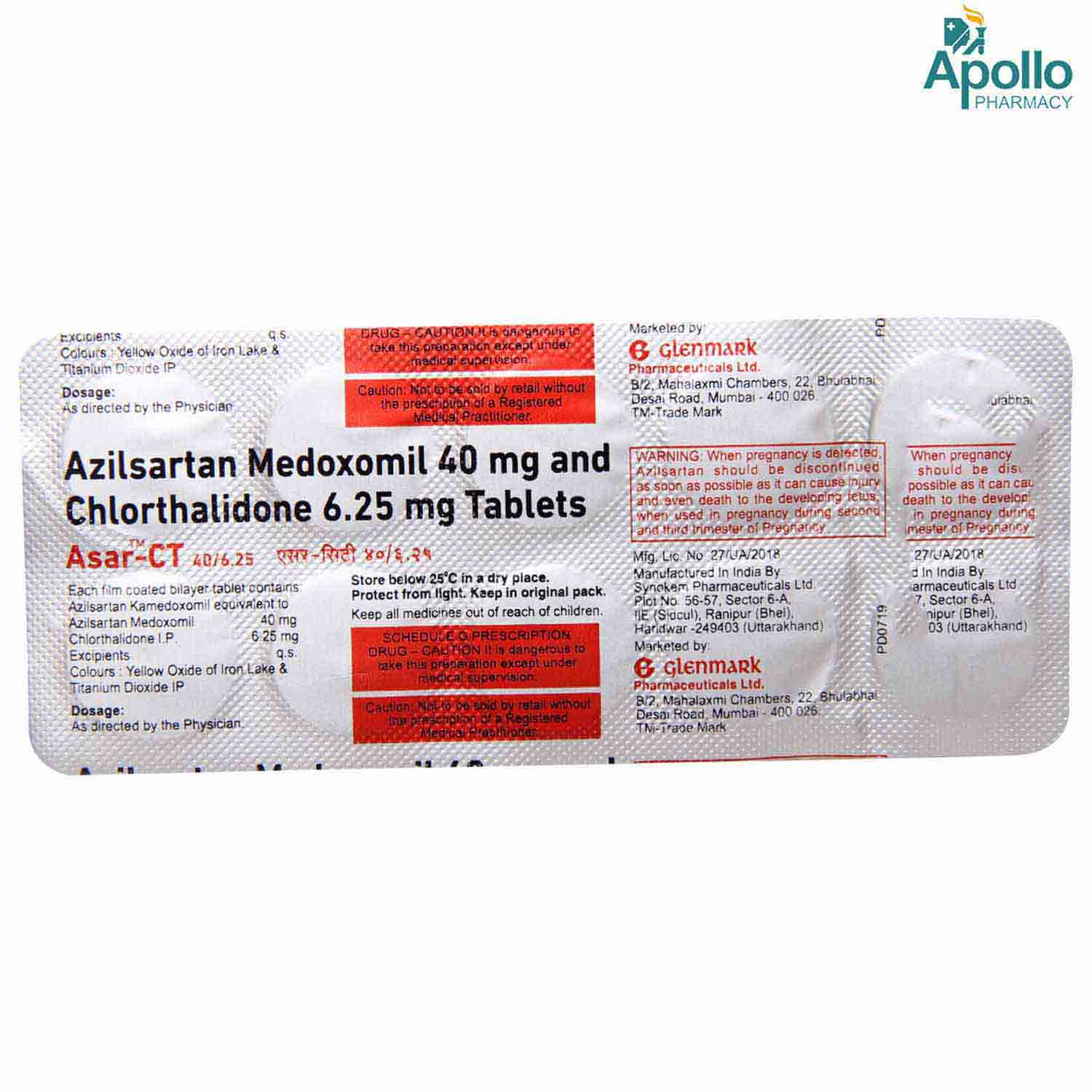 Asar-CT 40/6.25 Tablet 10's, Pack of 10 TABLETS Asar-CT 40/6.25 Tablet 10's, Pack of 10 TABLETS