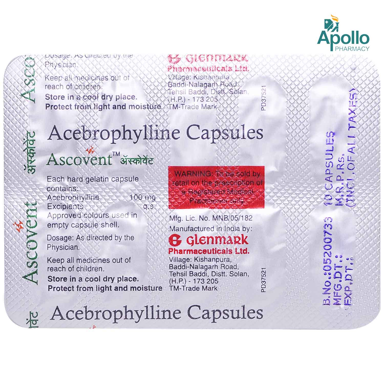 Ascovent 100 Capsule 10's, Pack of 10 CAPSULES Ascovent 100 Capsule 10's, Pack of 10 CAPSULES