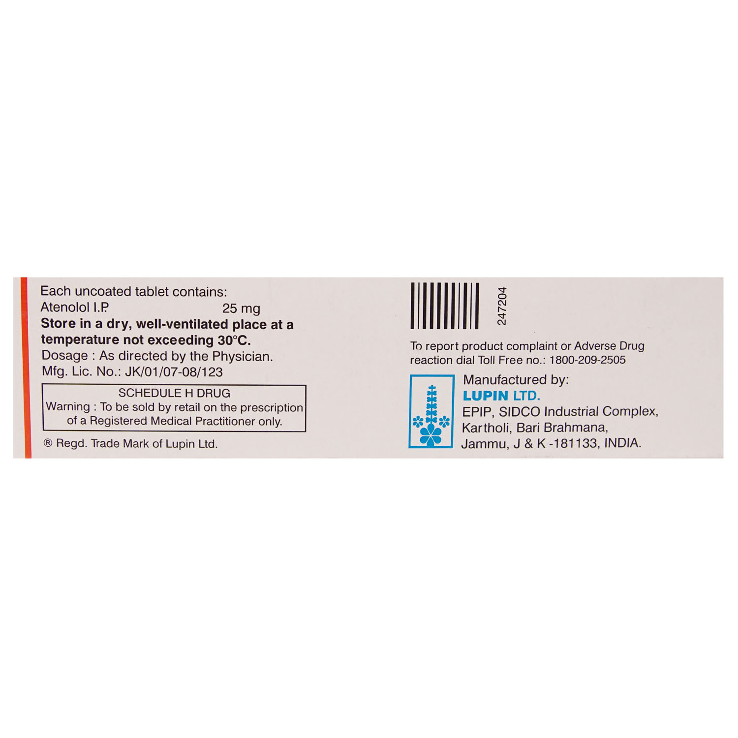 Atenova 25 mg Tablet 14's, Pack of 14 TabletS Atenova 25 mg Tablet 14's, Pack of 14 TabletS