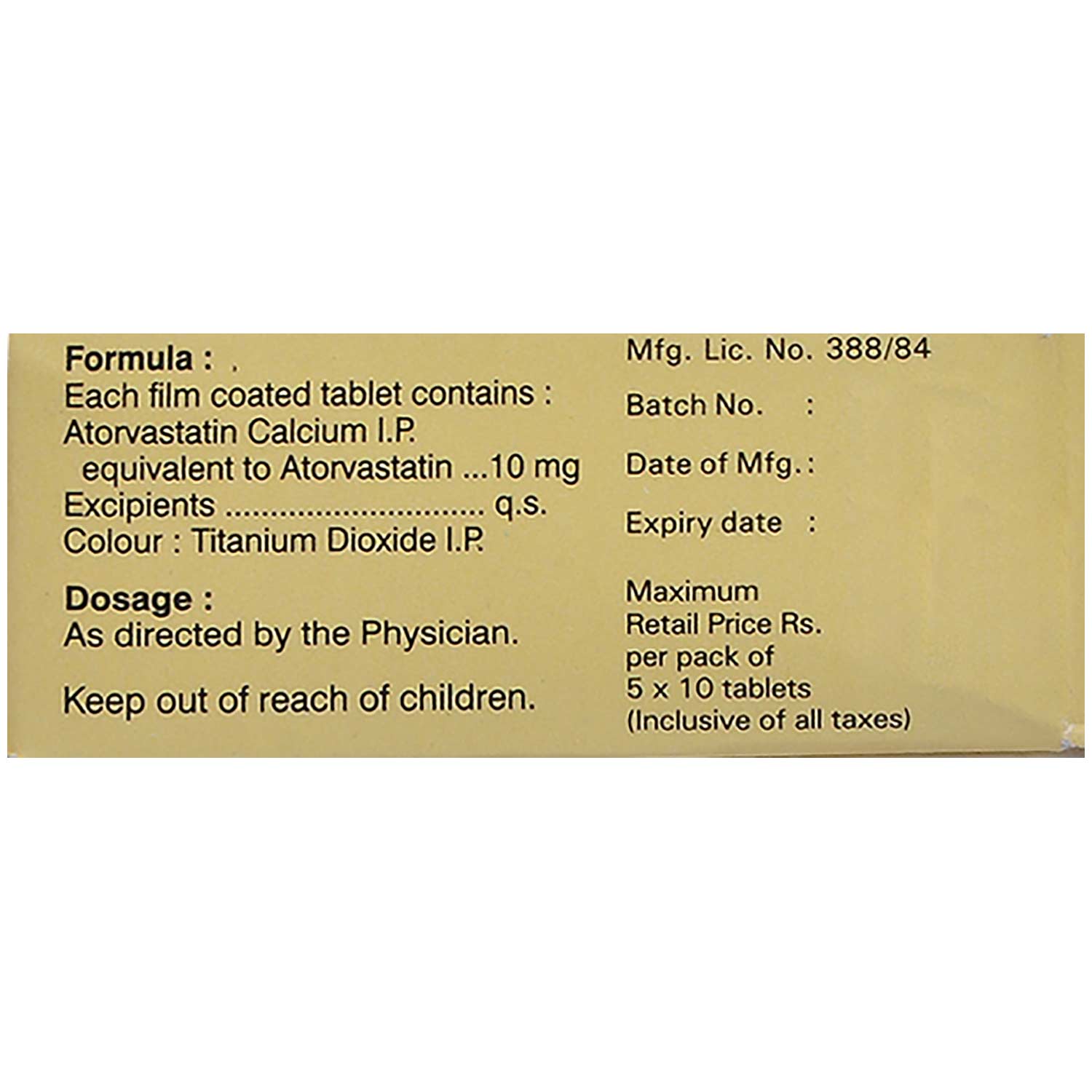 Atheart 10 mg Tablet 10's, Pack of 10 TabletS Atheart 10 mg Tablet 10's, Pack of 10 TabletS