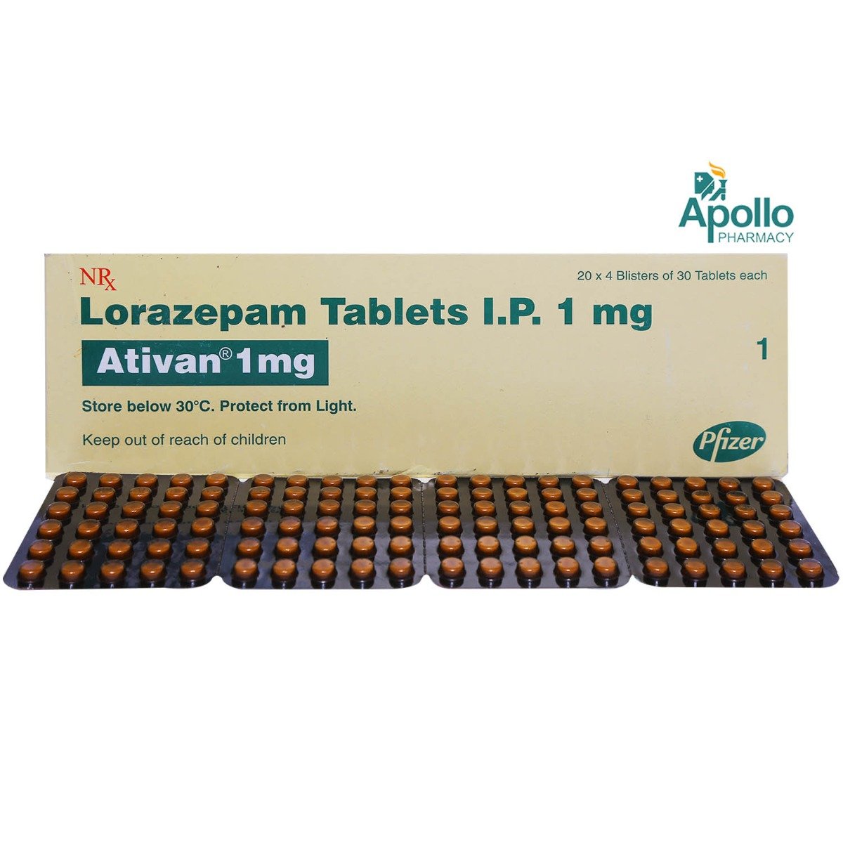 Ativan 1 mg Tablet 30's, Pack of 30 TABLETS Ativan 1 mg Tablet 30's, Pack of 30 TABLETS