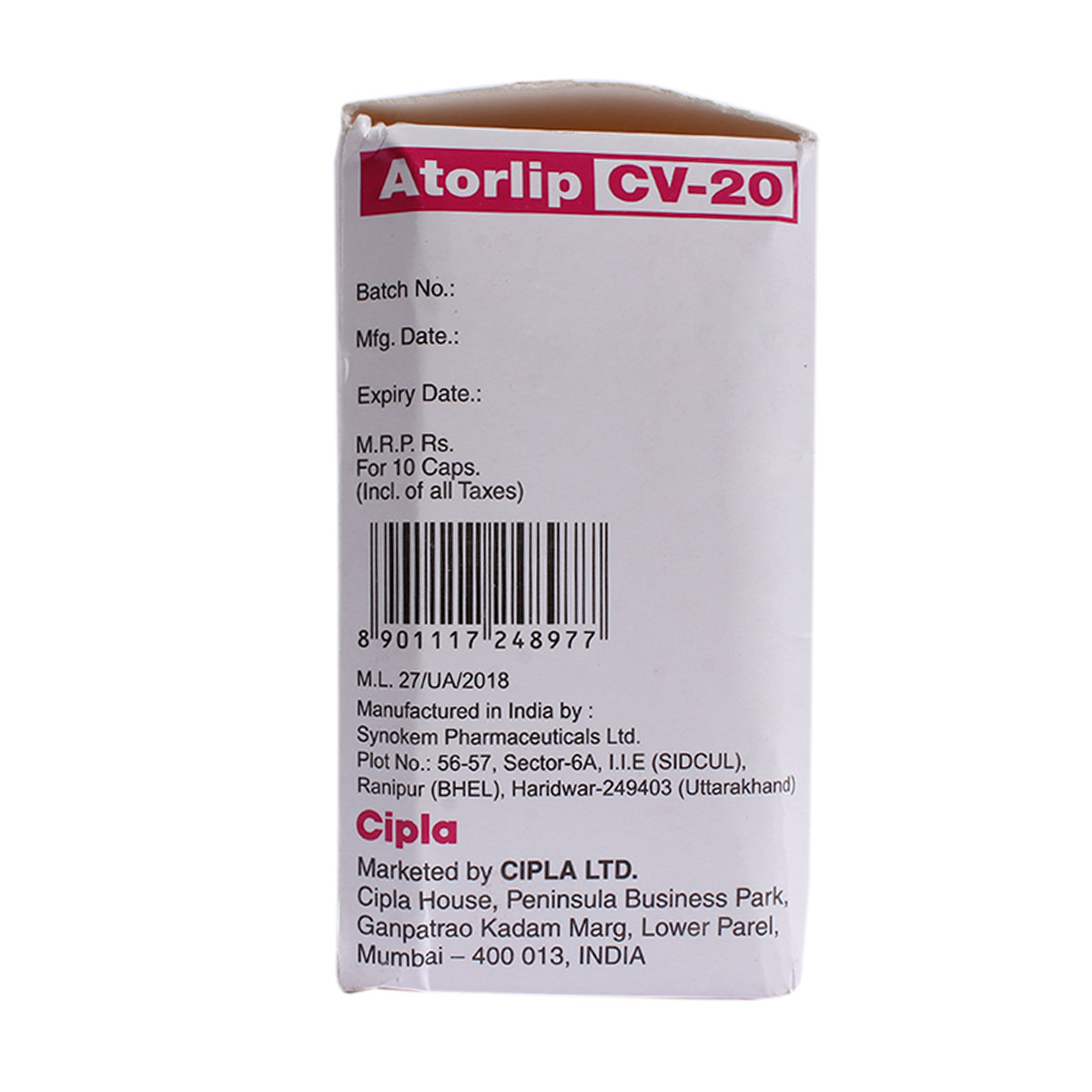 Atorlip CV-20 Capsule 10's, Pack of 10 CapsuleS Atorlip CV-20 Capsule 10's, Pack of 10 CapsuleS