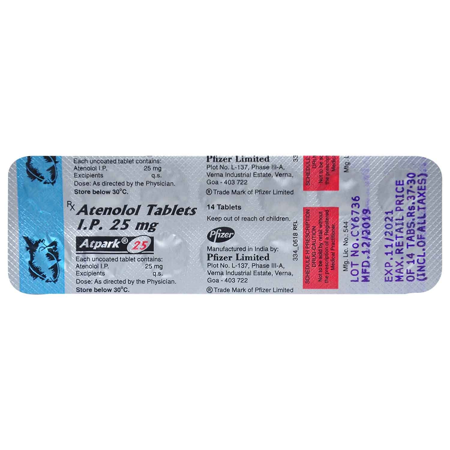 Atpark 25 Tablet 14's, Pack of 14 TABLETS Atpark 25 Tablet 14's, Pack of 14 TABLETS