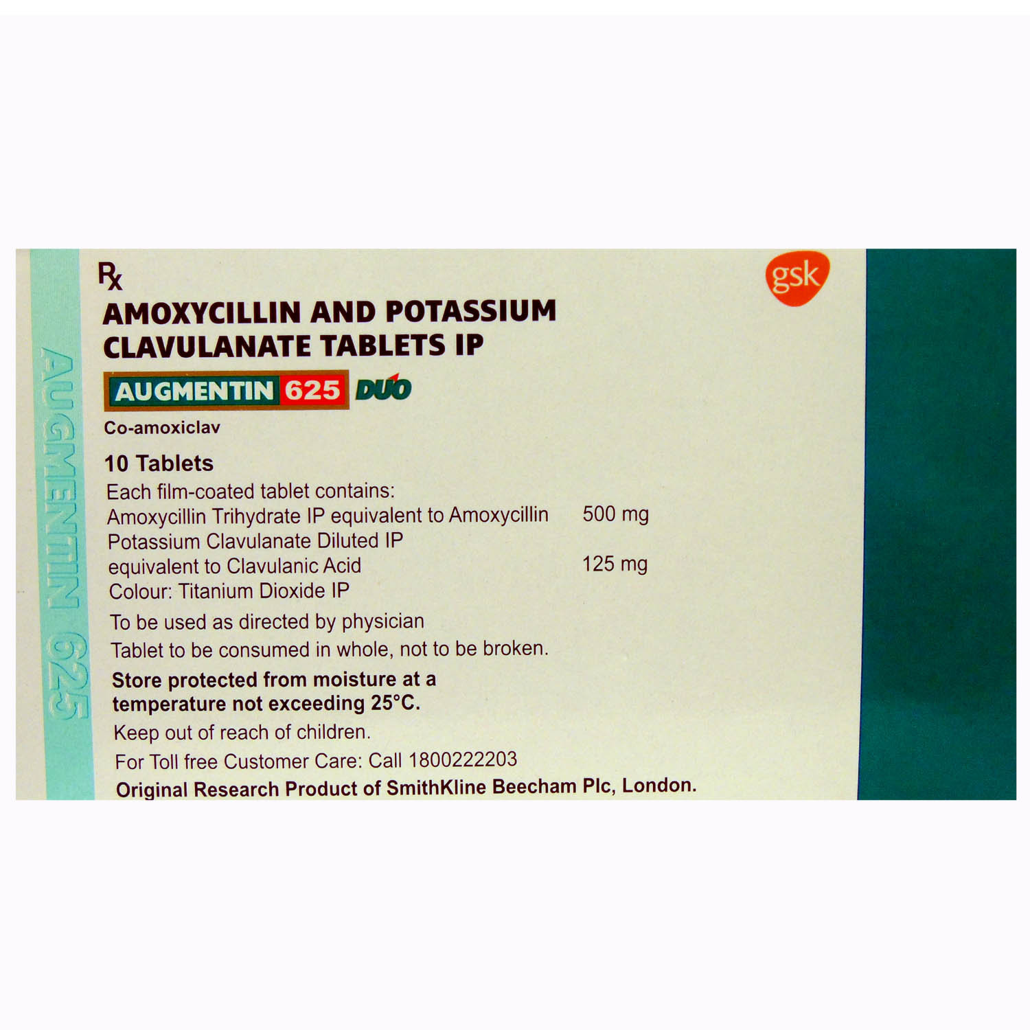 Augmentin 625 Duo Tablet 10's, Pack of 10 TABLETS Augmentin 625 Duo Tablet 10's, Pack of 10 TABLETS