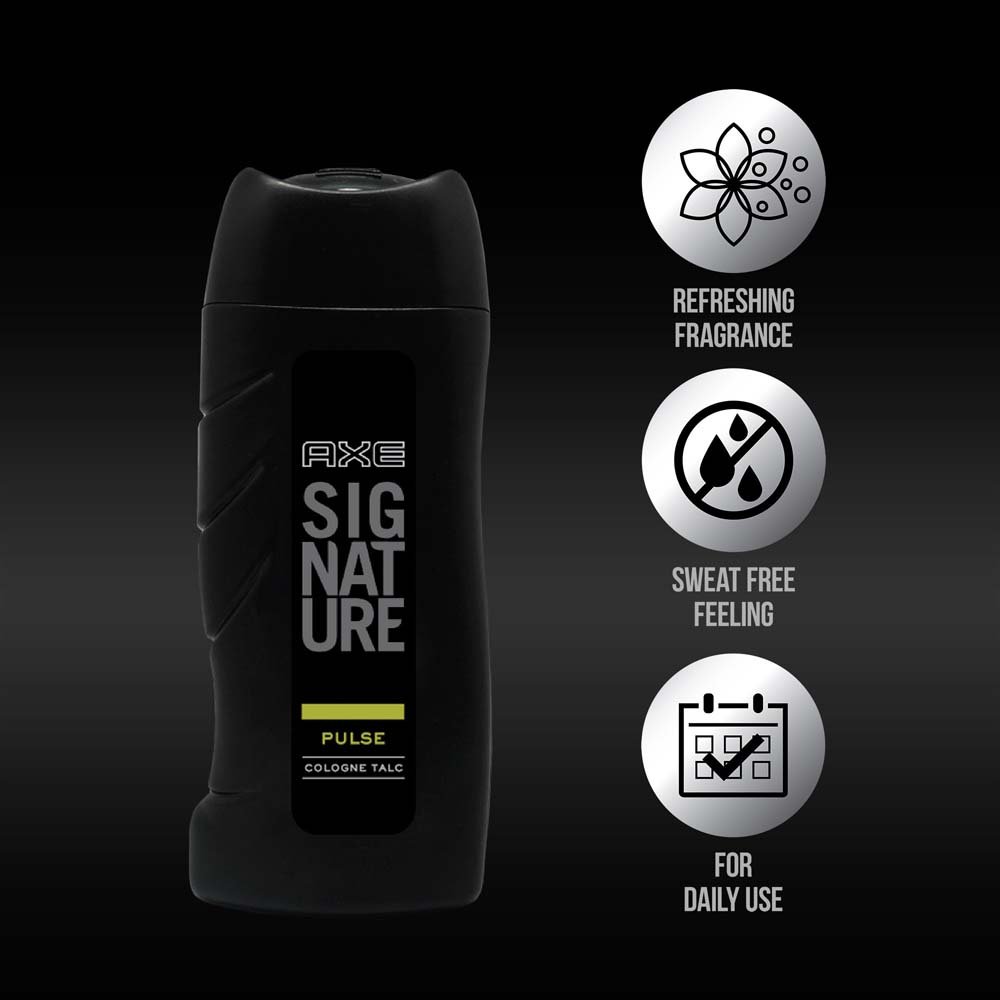 Axe Signature Pulse Cologne Talcum Powder, 100 gm, Pack of 1 Axe Signature Pulse Cologne Talcum Powder, 100 gm, Pack of 1