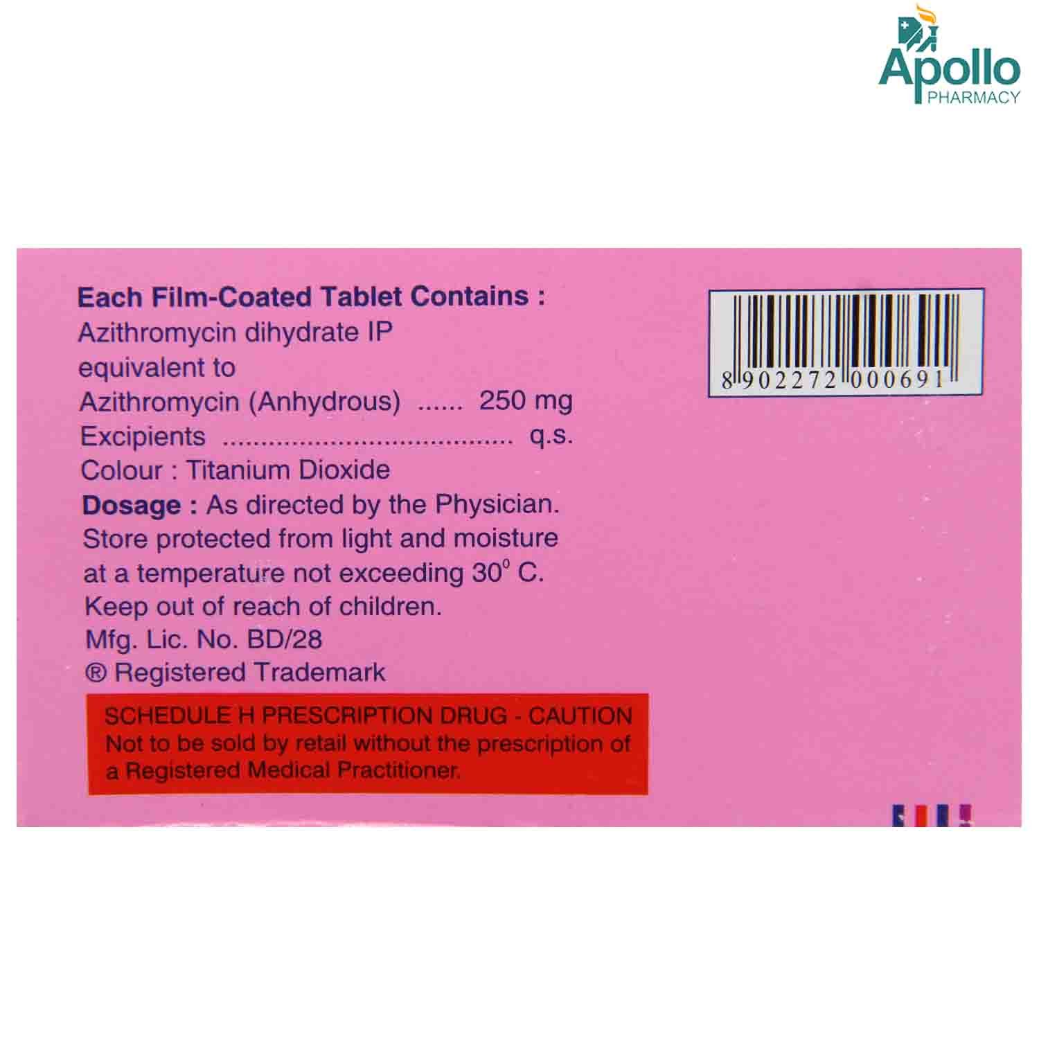 Azibest 250 mg Tablet 6's, Pack of 6 TabletS Azibest 250 mg Tablet 6's, Pack of 6 TabletS