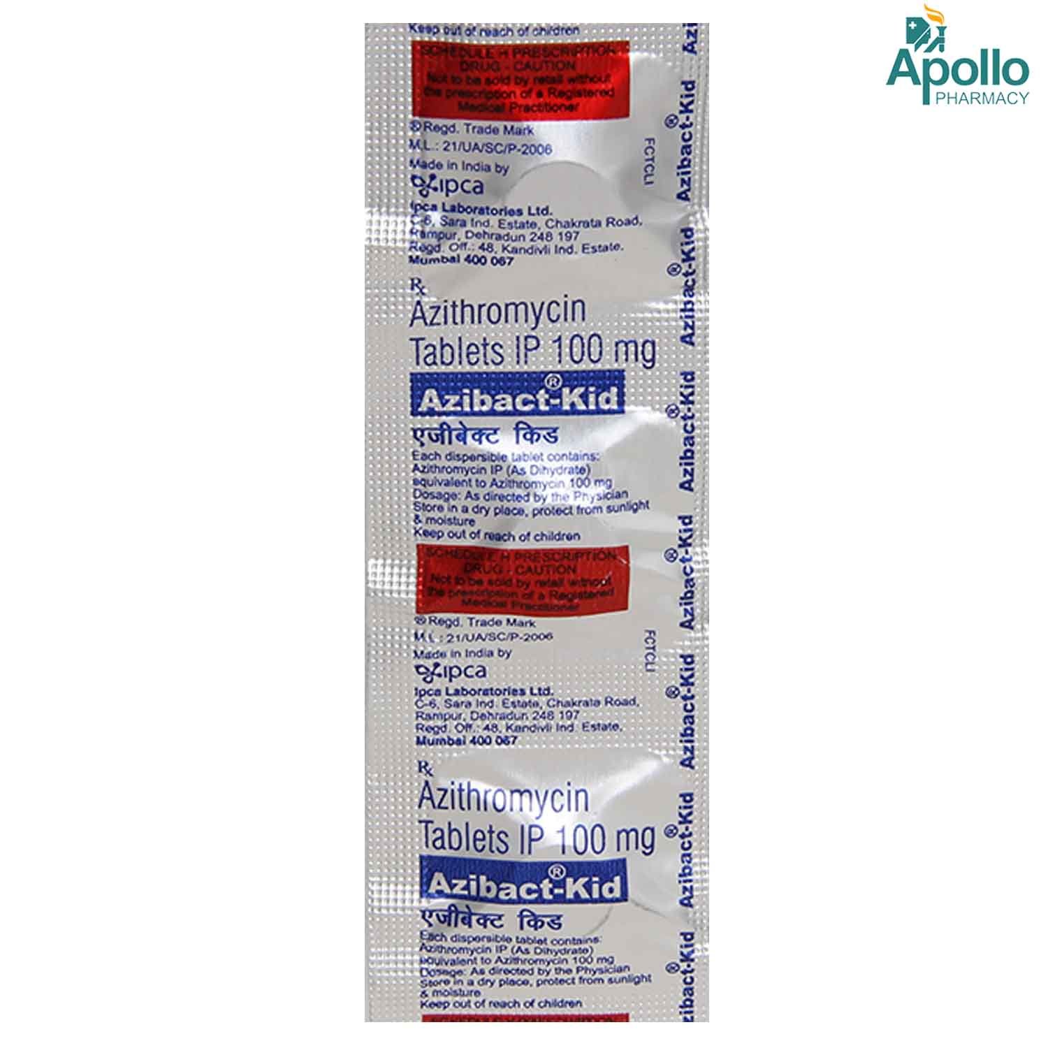 Azibact Kid 100 mg Tablet 3's, Pack of 3 TabletS Azibact Kid 100 mg Tablet 3's, Pack of 3 TabletS