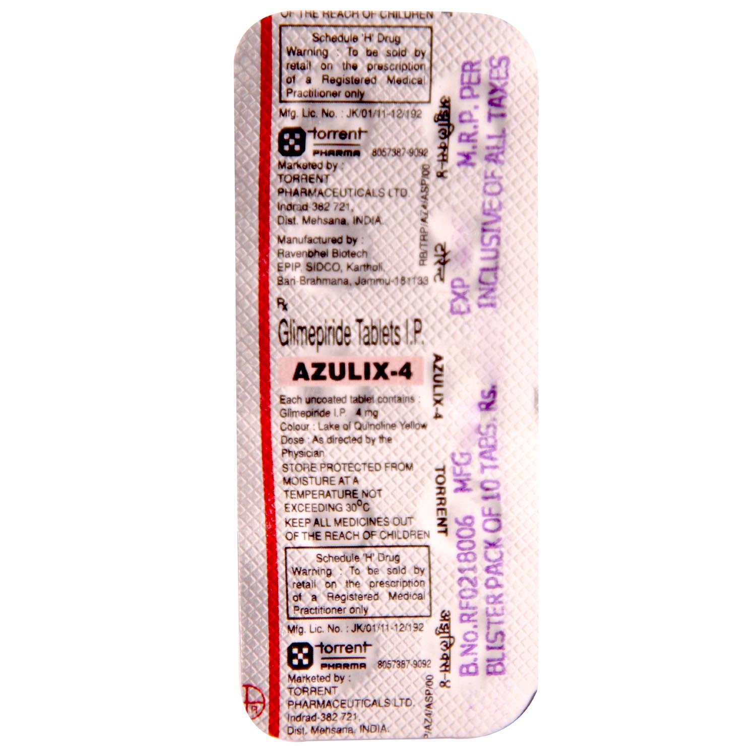 Azulix 4 Tablet 10's, Pack of 10 TABLETS Azulix 4 Tablet 10's, Pack of 10 TABLETS