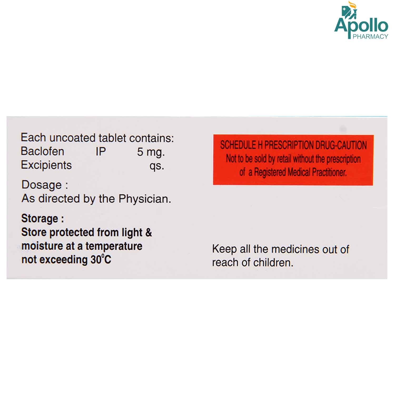 Bacfen 5 Tablet 10's, Pack of 10 TABLETS Bacfen 5 Tablet 10's, Pack of 10 TABLETS