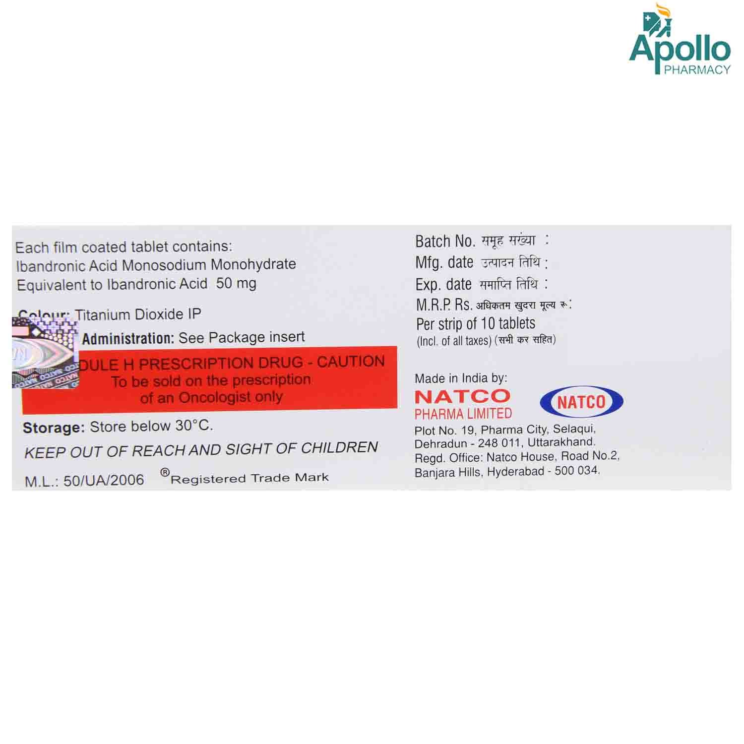 Bandrone 50 mg Tablet 10's, Pack of 10 TABLETS Bandrone 50 mg Tablet 10's, Pack of 10 TABLETS