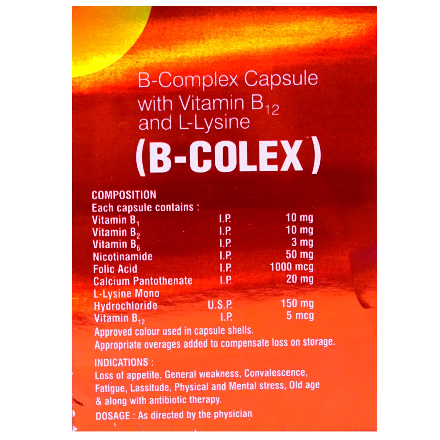 B-Colex Capsule 10's, Pack of 10 B-Colex Capsule 10's, Pack of 10