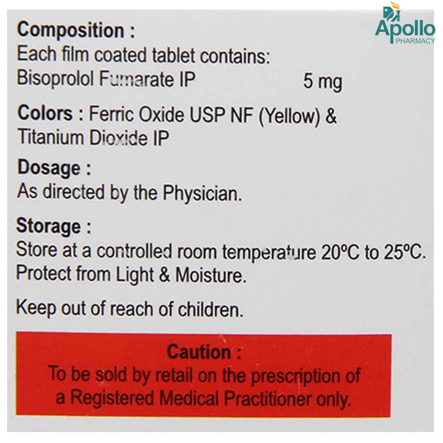 Besicor 5 mg Tablet 10's, Pack of 10 TabletS Besicor 5 mg Tablet 10's, Pack of 10 TabletS