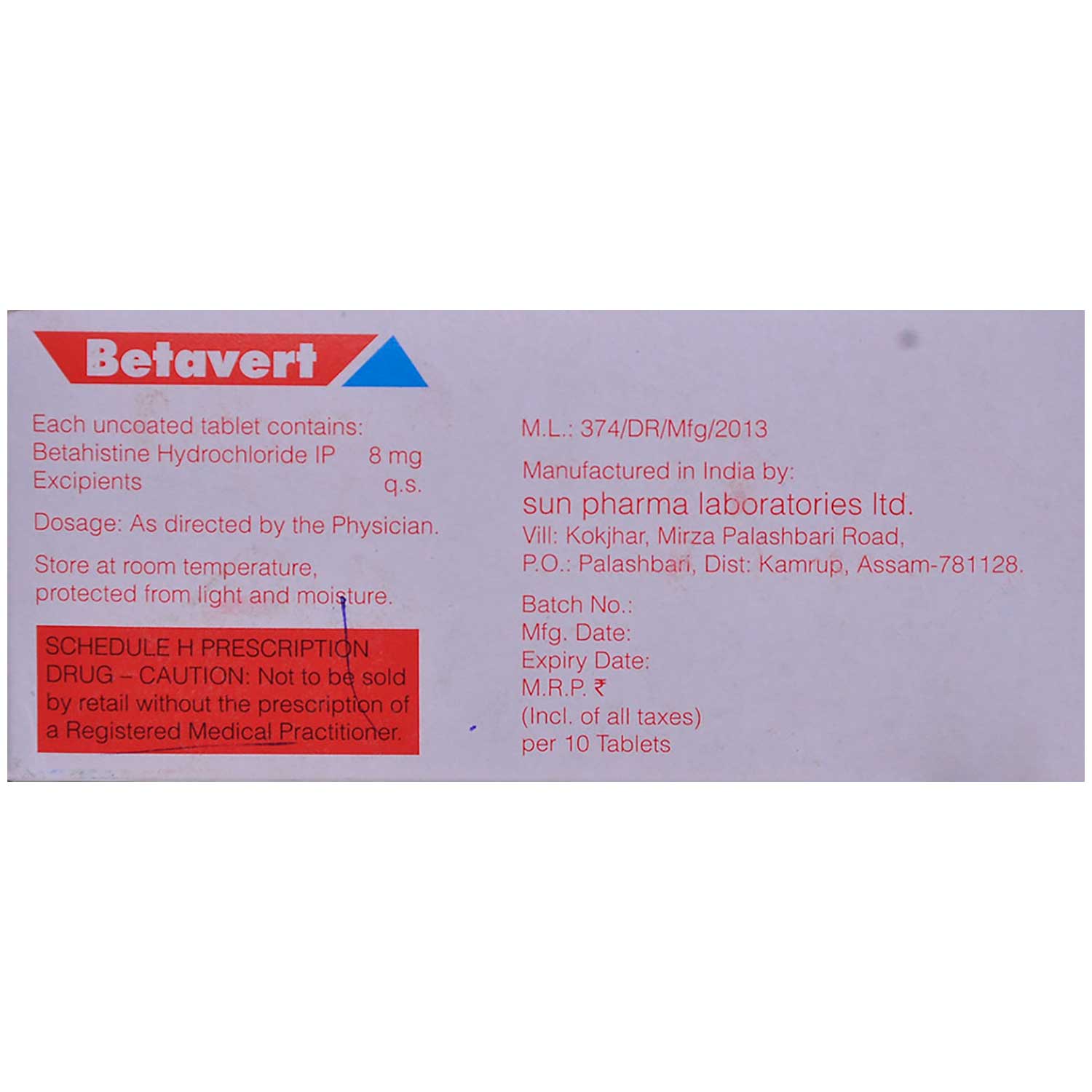 Betavert Tablet 10's, Pack of 10 TABLETS Betavert Tablet 10's, Pack of 10 TABLETS