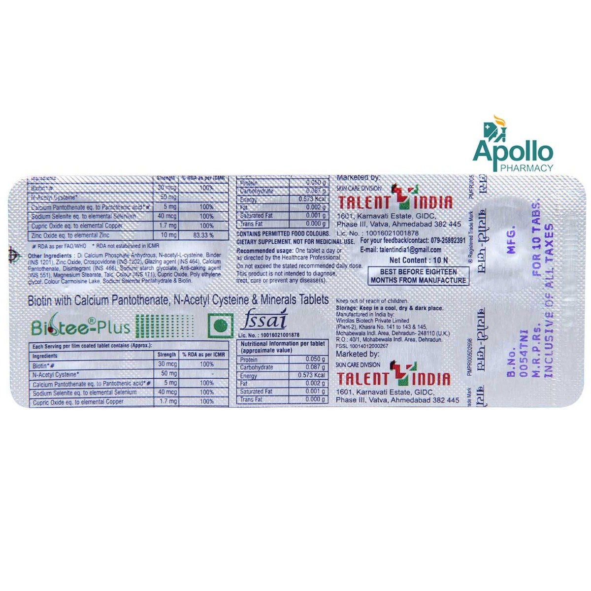 Biotee-Plus Tablet 10's, Pack of 10 TABLETS Biotee-Plus Tablet 10's, Pack of 10 TABLETS