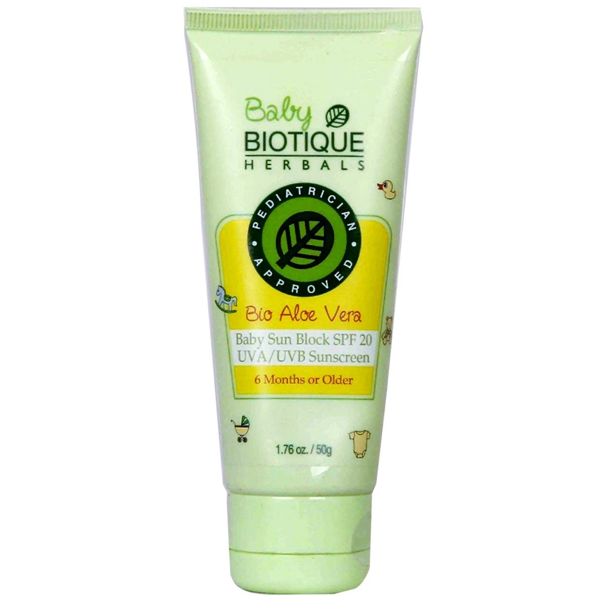 Biotique Bio Aloe Vera Baby Sun Block SPF 20 Sunscreen Cream, 50 gm, Pack of 1 Biotique Bio Aloe Vera Baby Sun Block SPF 20 Sunscreen Cream, 50 gm, Pack of 1