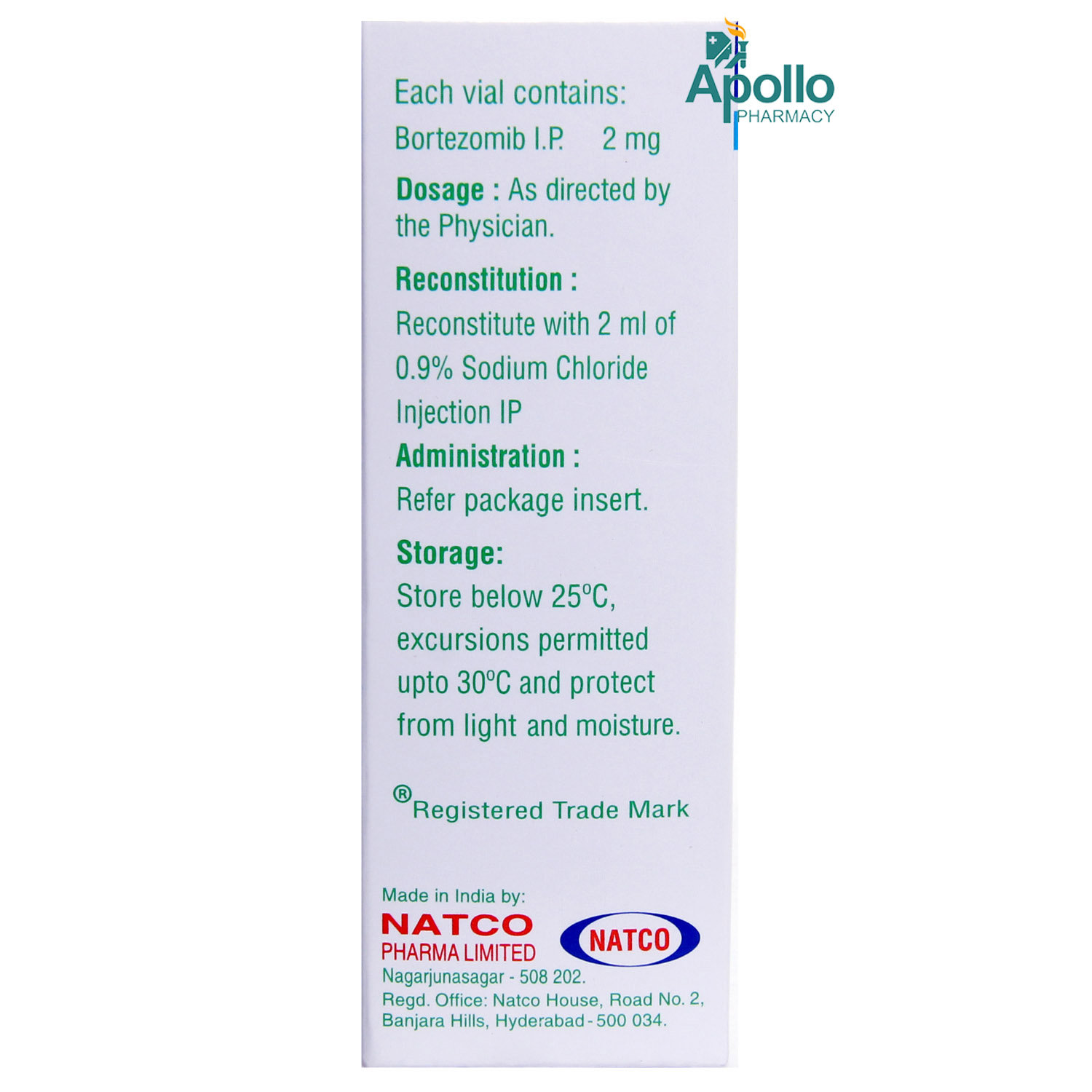 Bortenat 2 mg Injection, Pack of 1 INJECTION Bortenat 2 mg Injection, Pack of 1 INJECTION