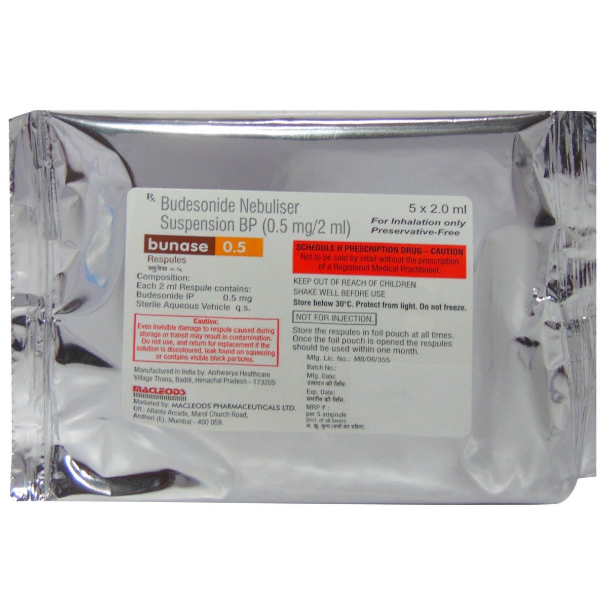 Bunase 0.5 Respules 5x2 ml, Pack of 5 RespulesS Bunase 0.5 Respules 5x2 ml, Pack of 5 RespulesS
