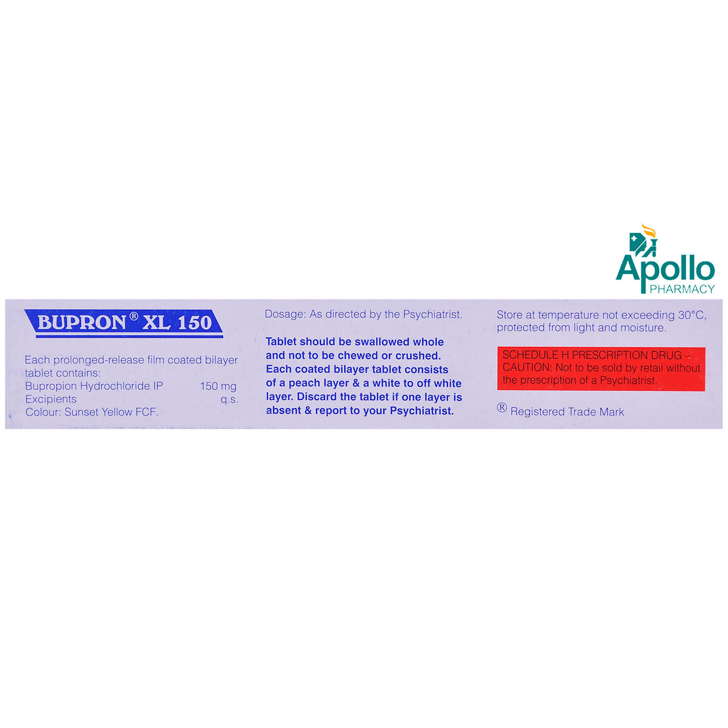 Bupron XL 150 Tablet 10's, Pack of 10 TABLETS Bupron XL 150 Tablet 10's, Pack of 10 TABLETS