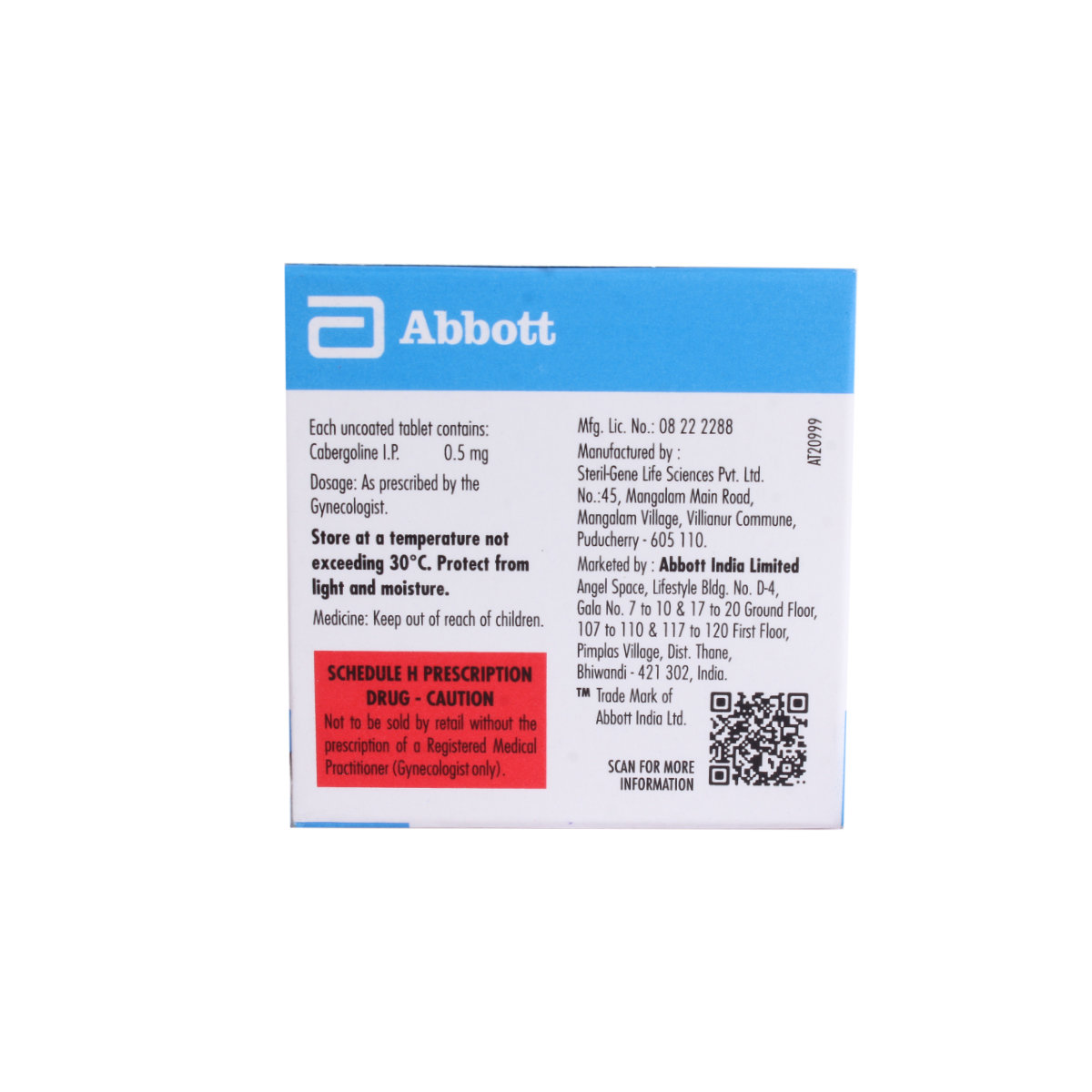 Cabernorm 0.5 Tablet 4's, Pack of 4 TABLETS Cabernorm 0.5 Tablet 4's, Pack of 4 TABLETS