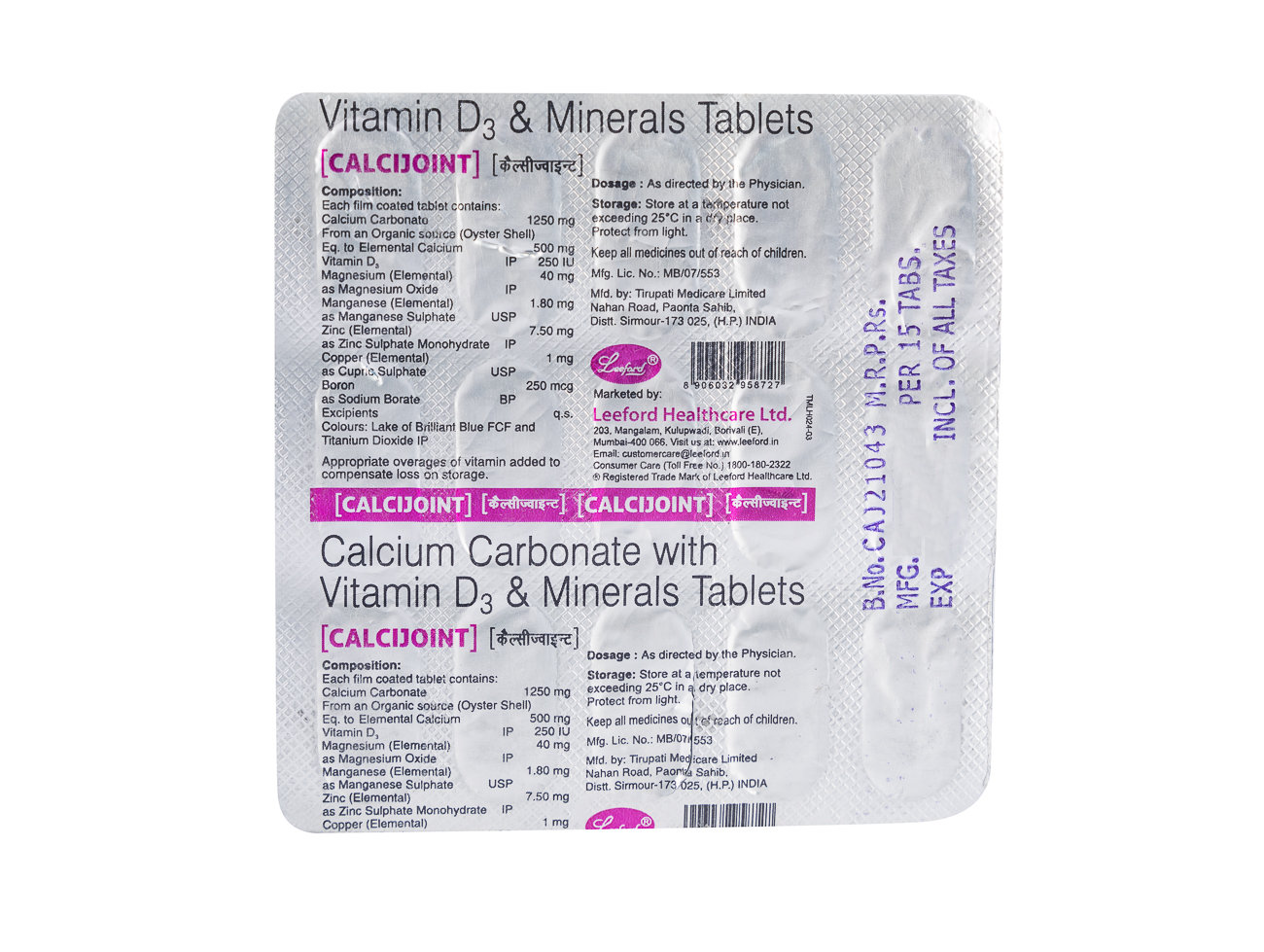 CALCIJOINT TABLET 15'S, Pack of 15 TabletS CALCIJOINT TABLET 15'S, Pack of 15 TabletS