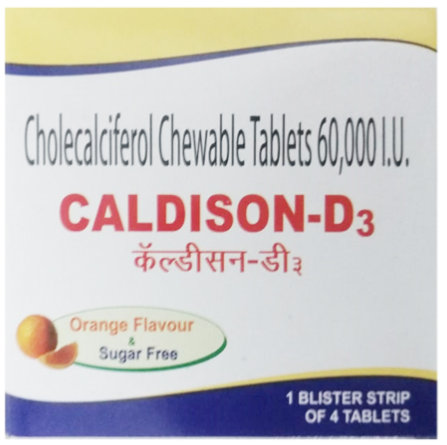 Caldison D3 Sugar Free Orange Flavour Tablet 4's, Pack of 4 TabletS Caldison D3 Sugar Free Orange Flavour Tablet 4's, Pack of 4 TabletS