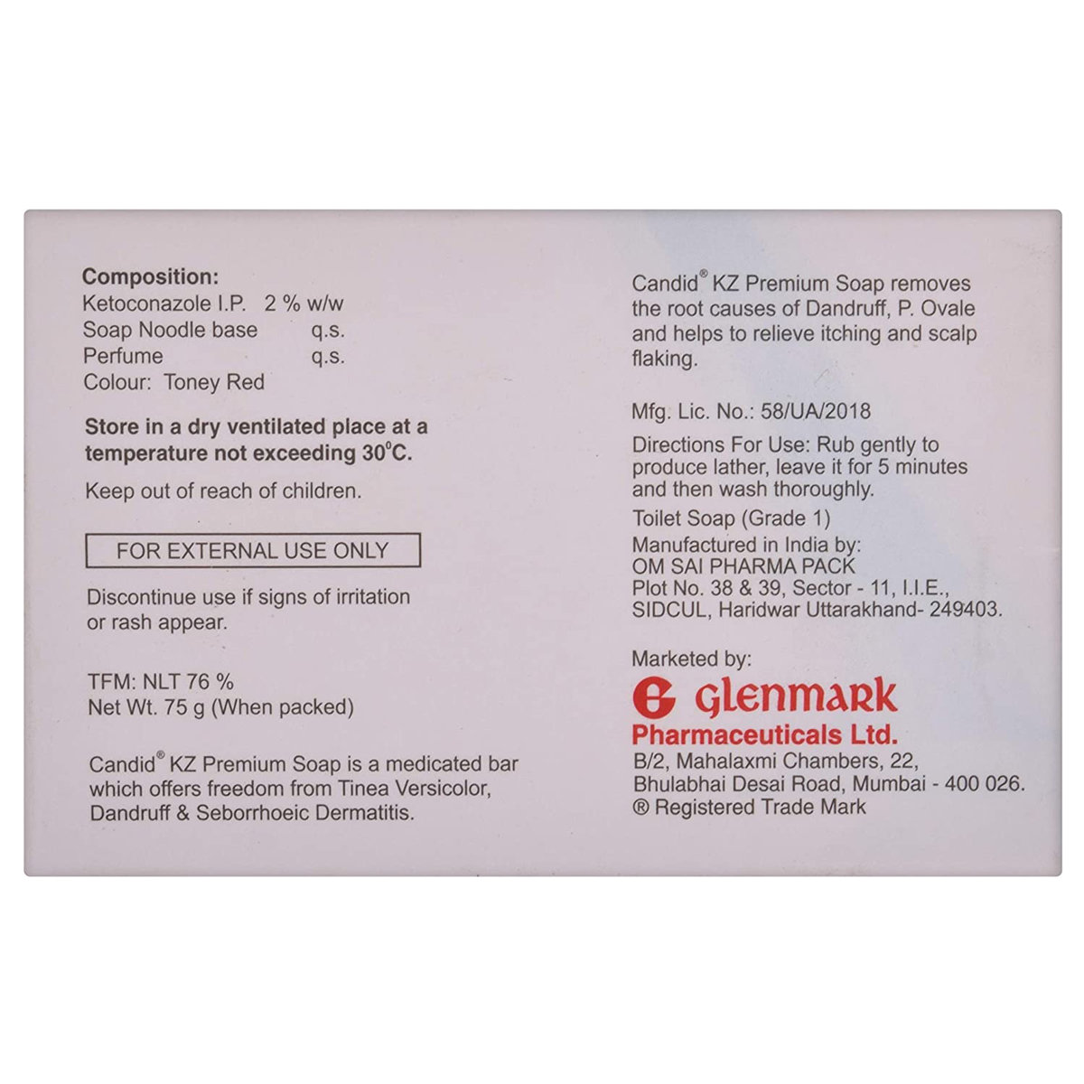 Candid KZ Medicated Soap 75 gm |2%W/W Ketoconazole Soap|For Fungal Infections|Skin Itching, Pack of 1 Soap Candid KZ Medicated Soap 75 gm |2%W/W Ketoconazole Soap|For Fungal Infections|Skin Itching, Pack of 1 Soap