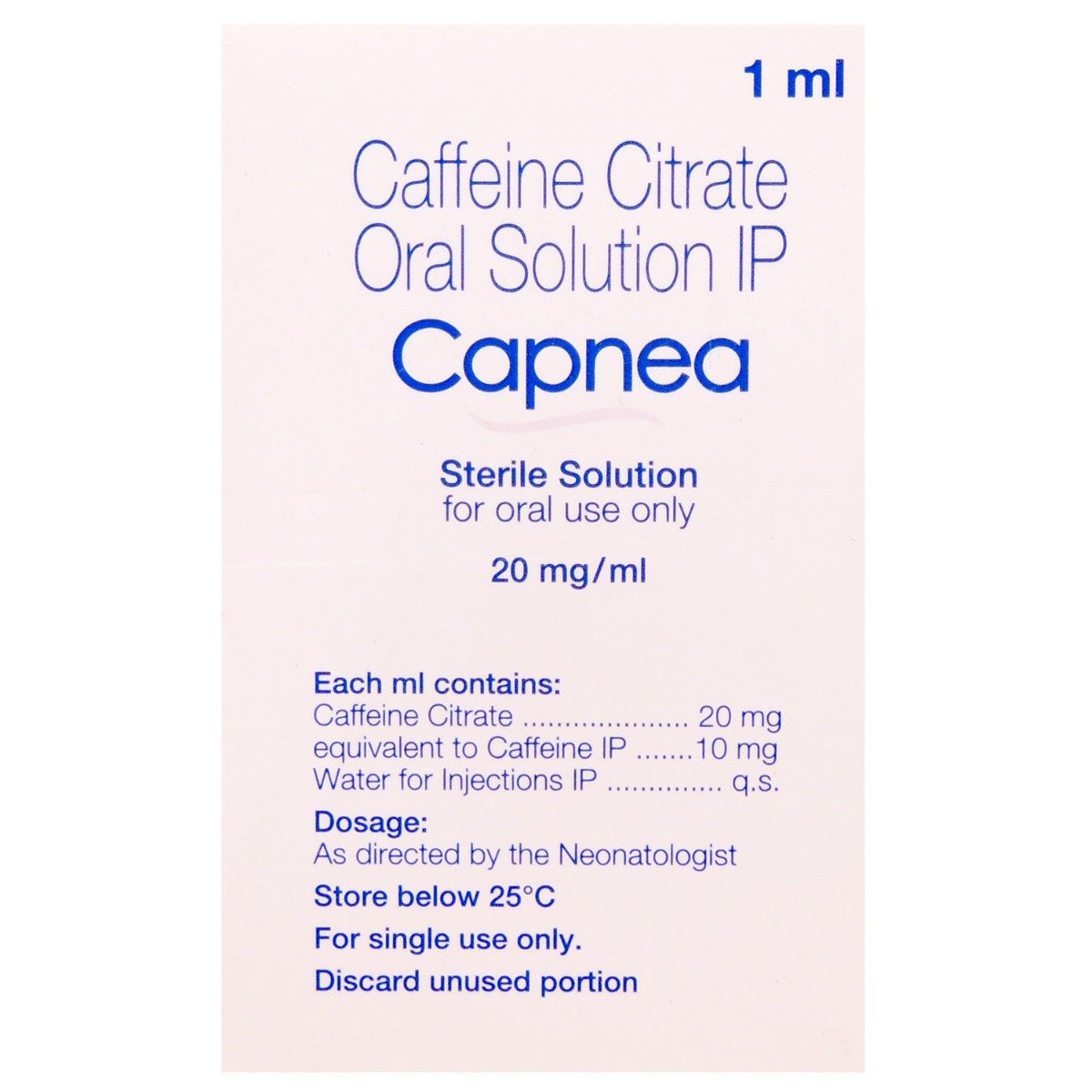 Capnea Solution 1ml, Pack of 1 SOLUTION Capnea Solution 1ml, Pack of 1 SOLUTION